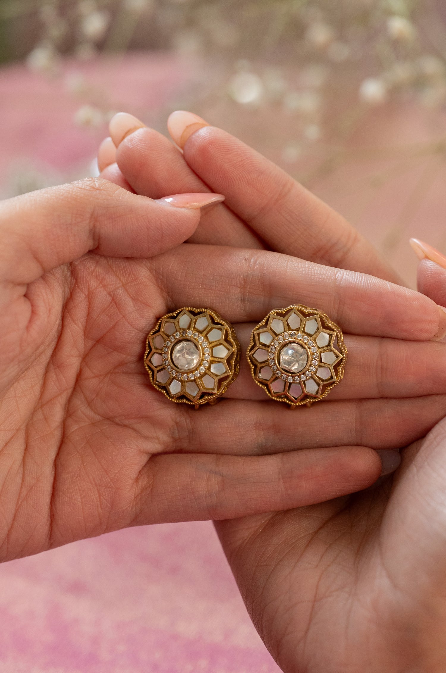 Yuri Mother of Pearl Polki Studs