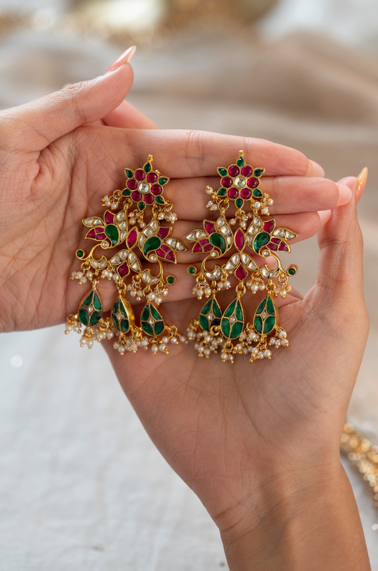 Siara Pink Kundan Earrings