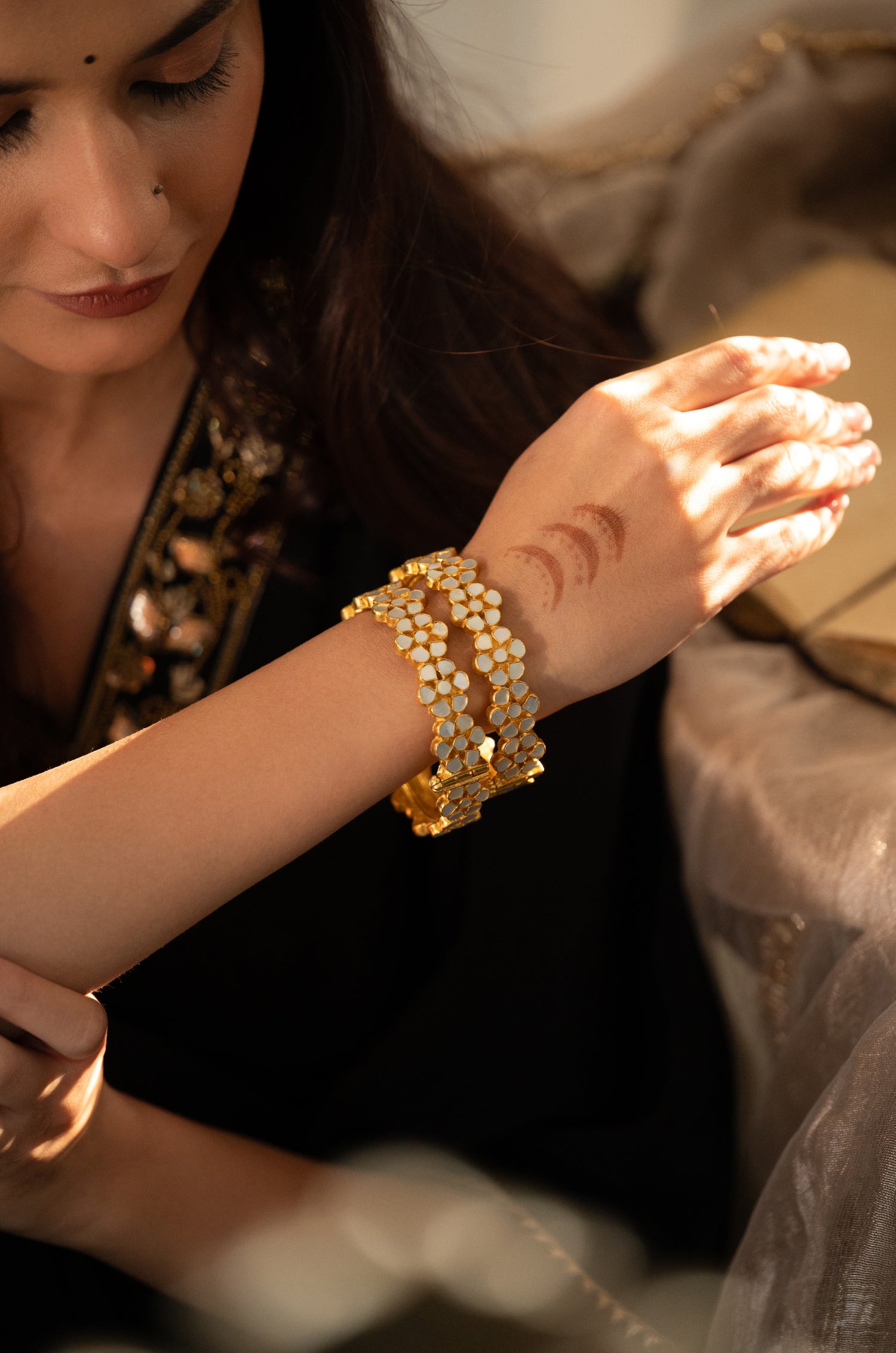 Sehra Mother of Pearl Bangles - Set Of 2