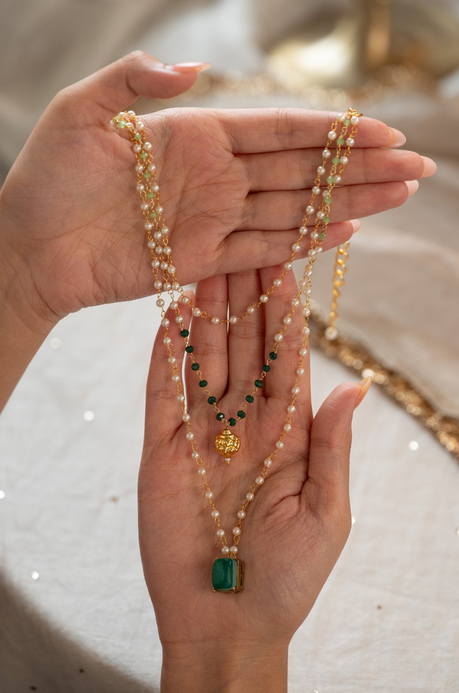 Shareen Green Pearl Necklace