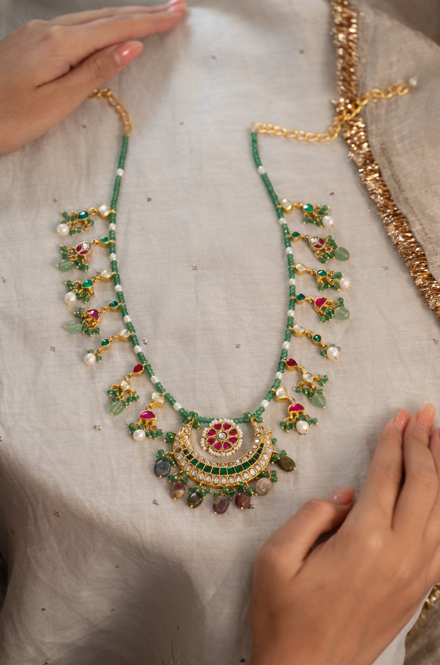 Fariyah Green Pearl Necklace