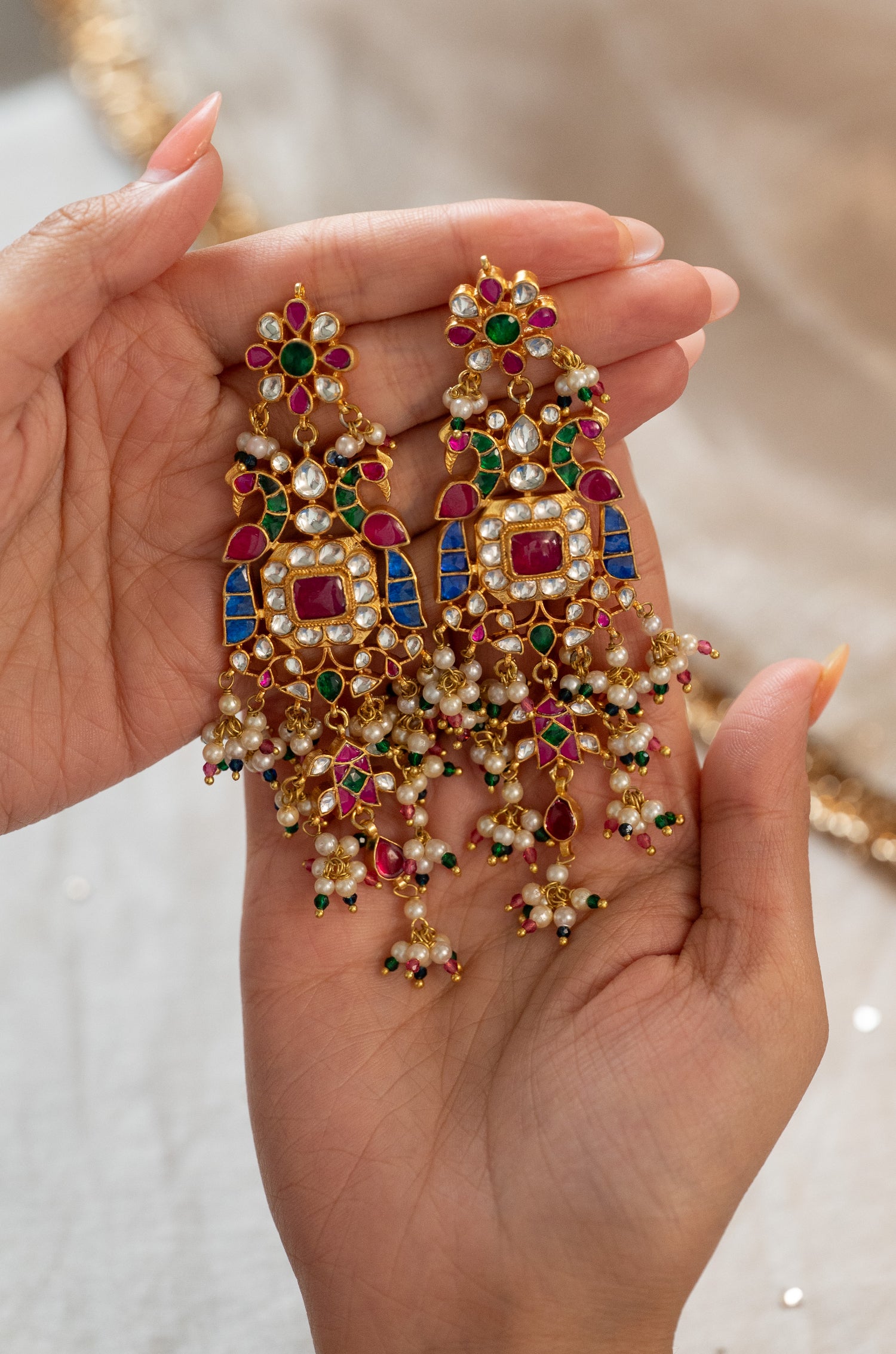 Sahanita Multicolored Kundan Earrings