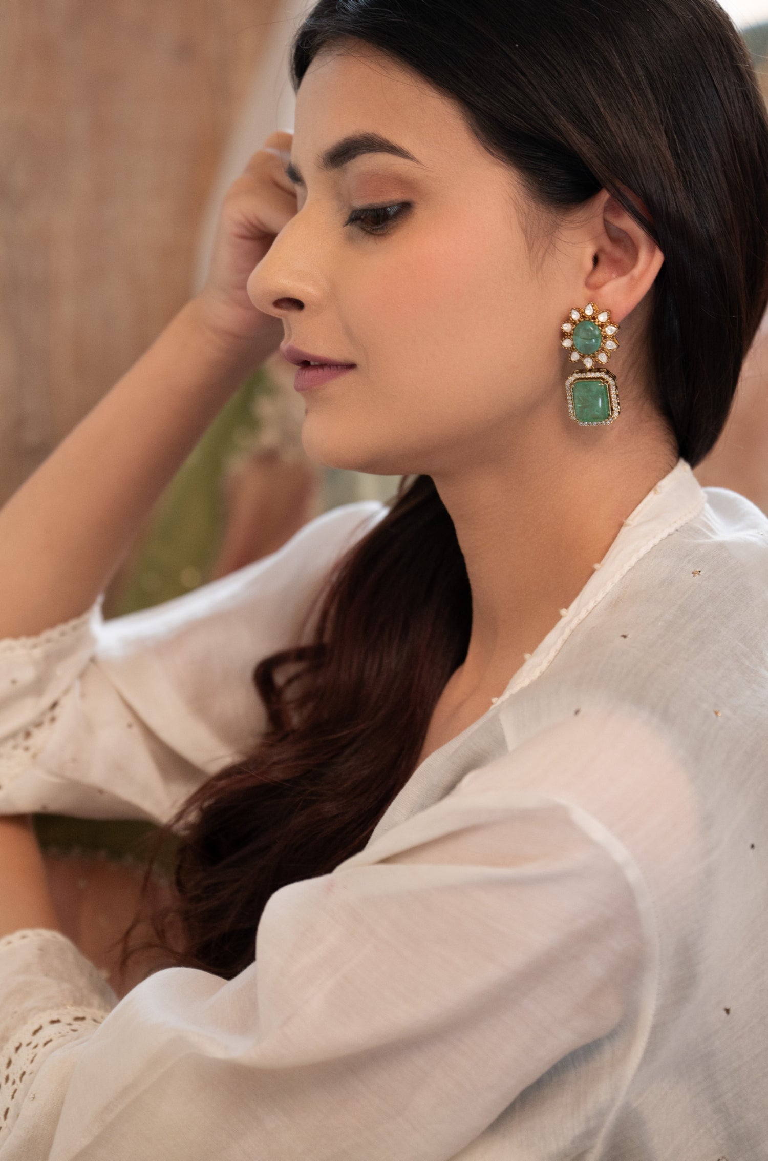 Devina Mint Polki Earrings