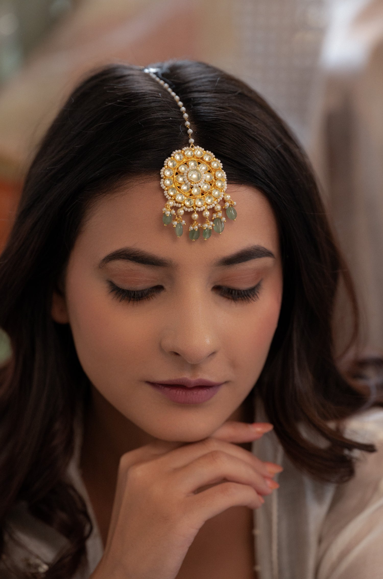Kavya Mint Kundan Maang Tikka