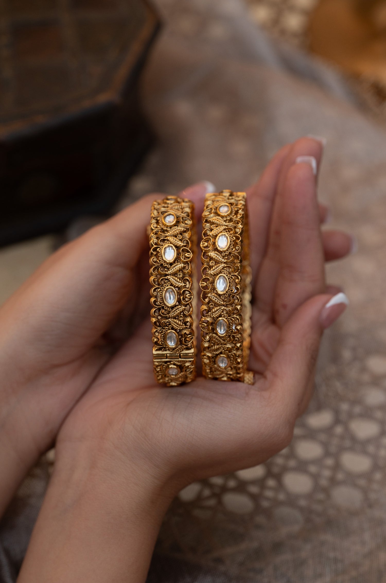 Pankh Temple Work Bangles - Set Of 2