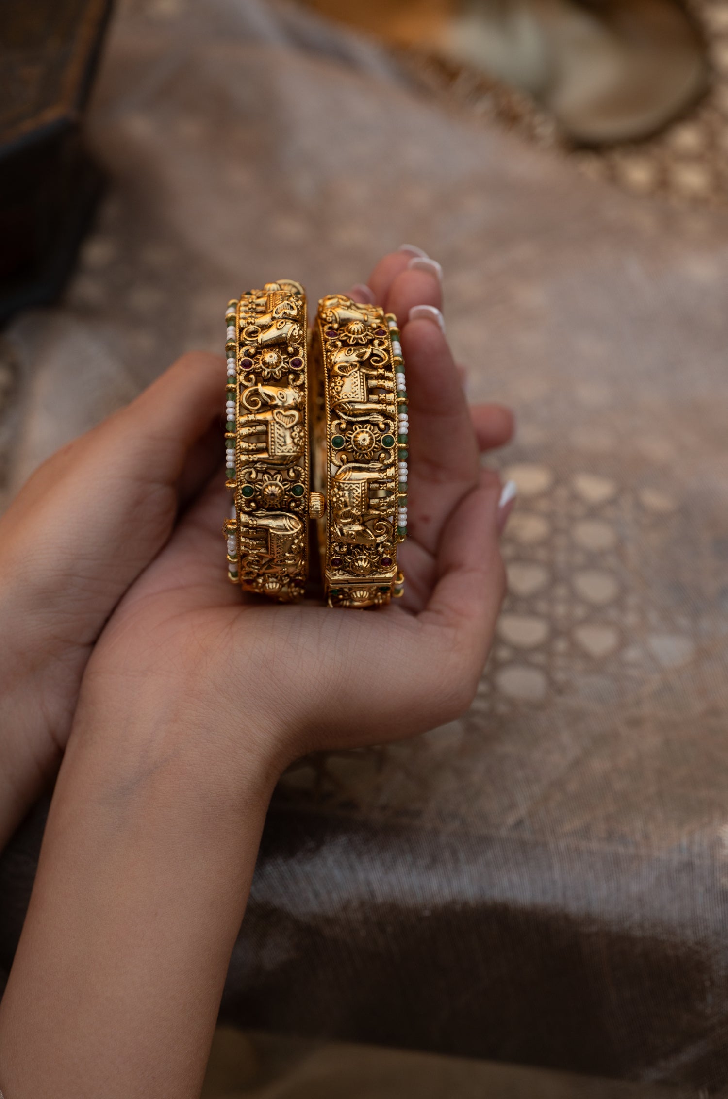Hemani Temple Bangles - Set of 2