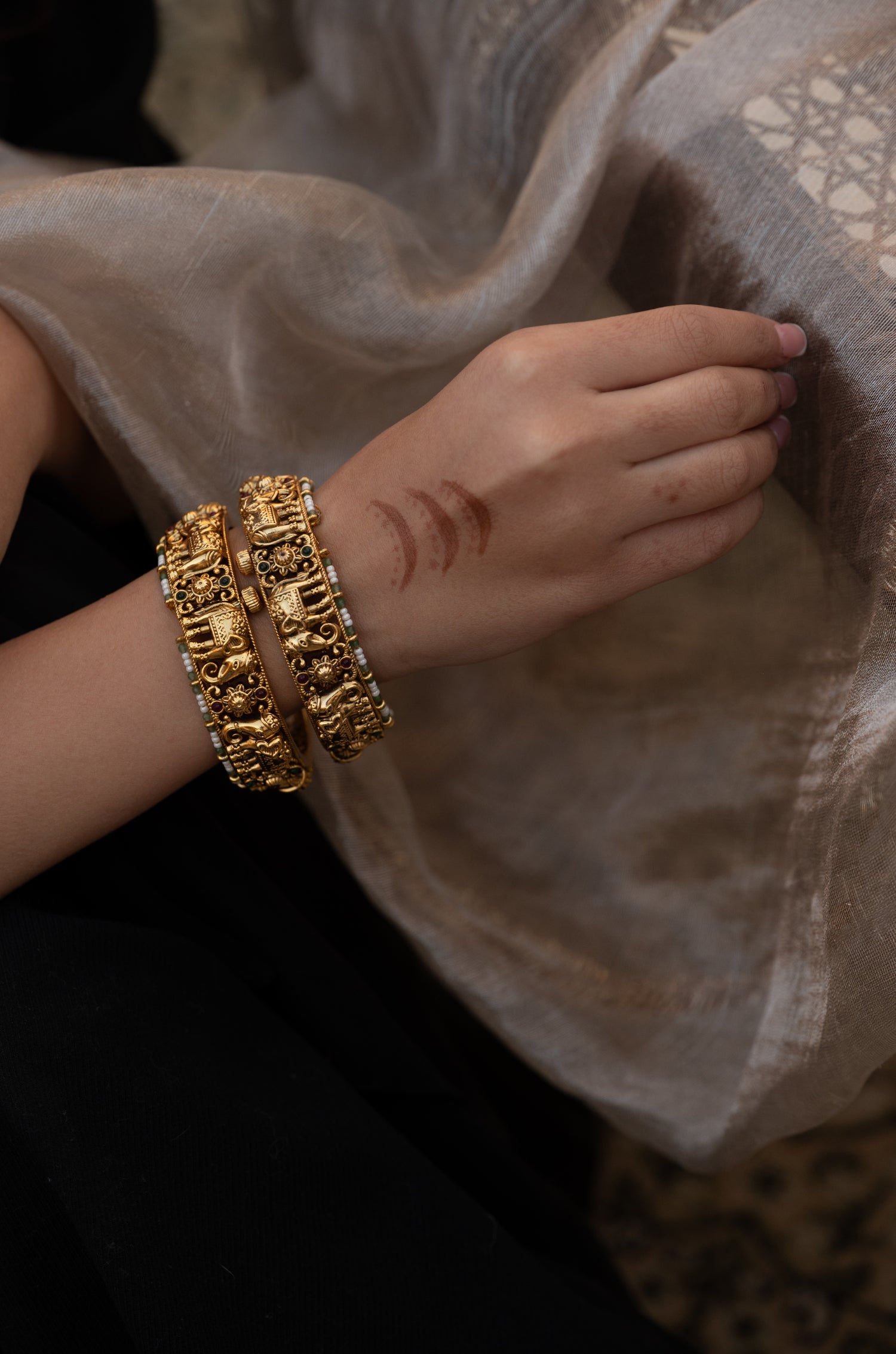 Hemani Temple Bangles - Set of 2