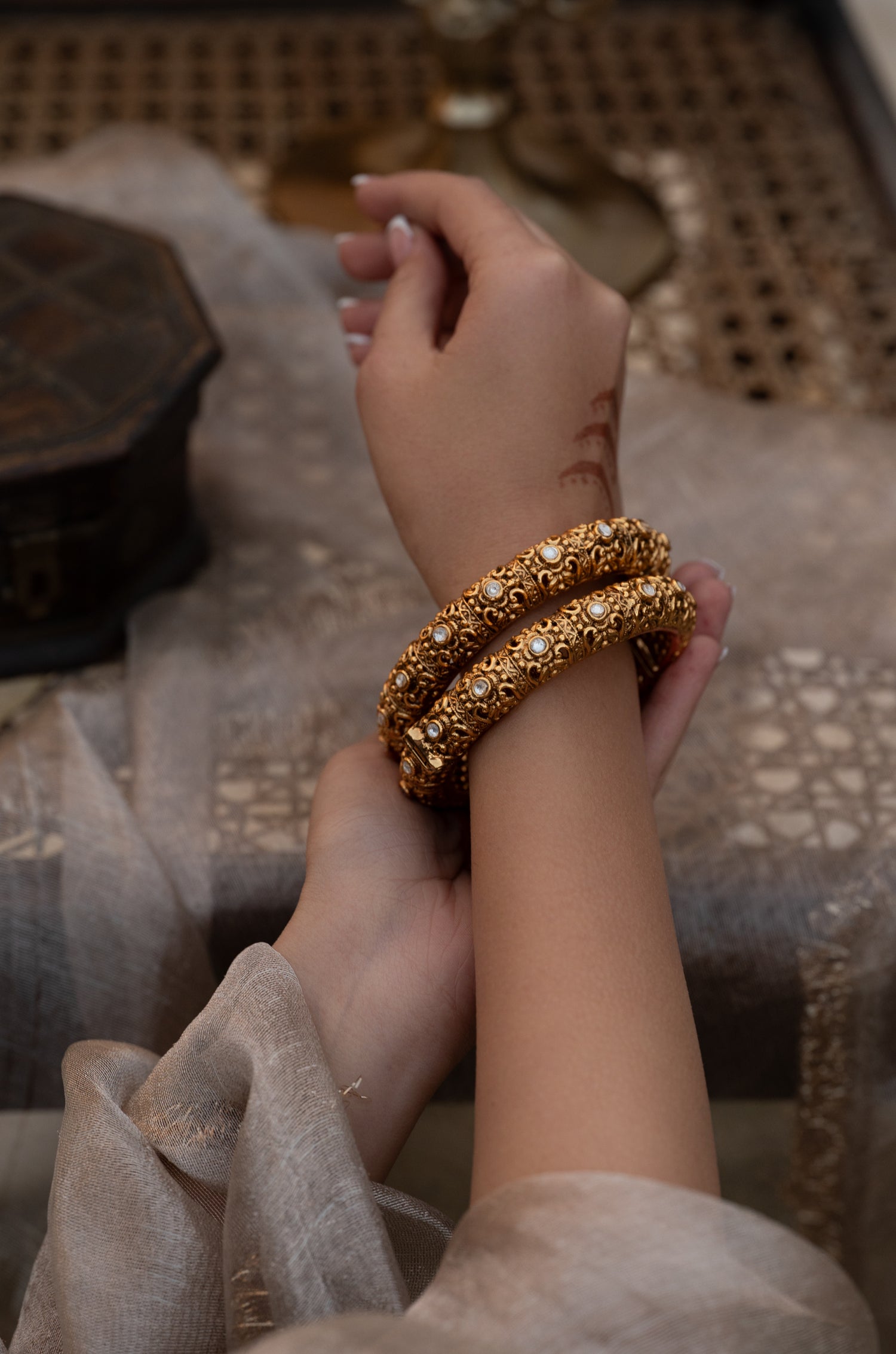 Sree Temple Work Bangles - Set Of 2