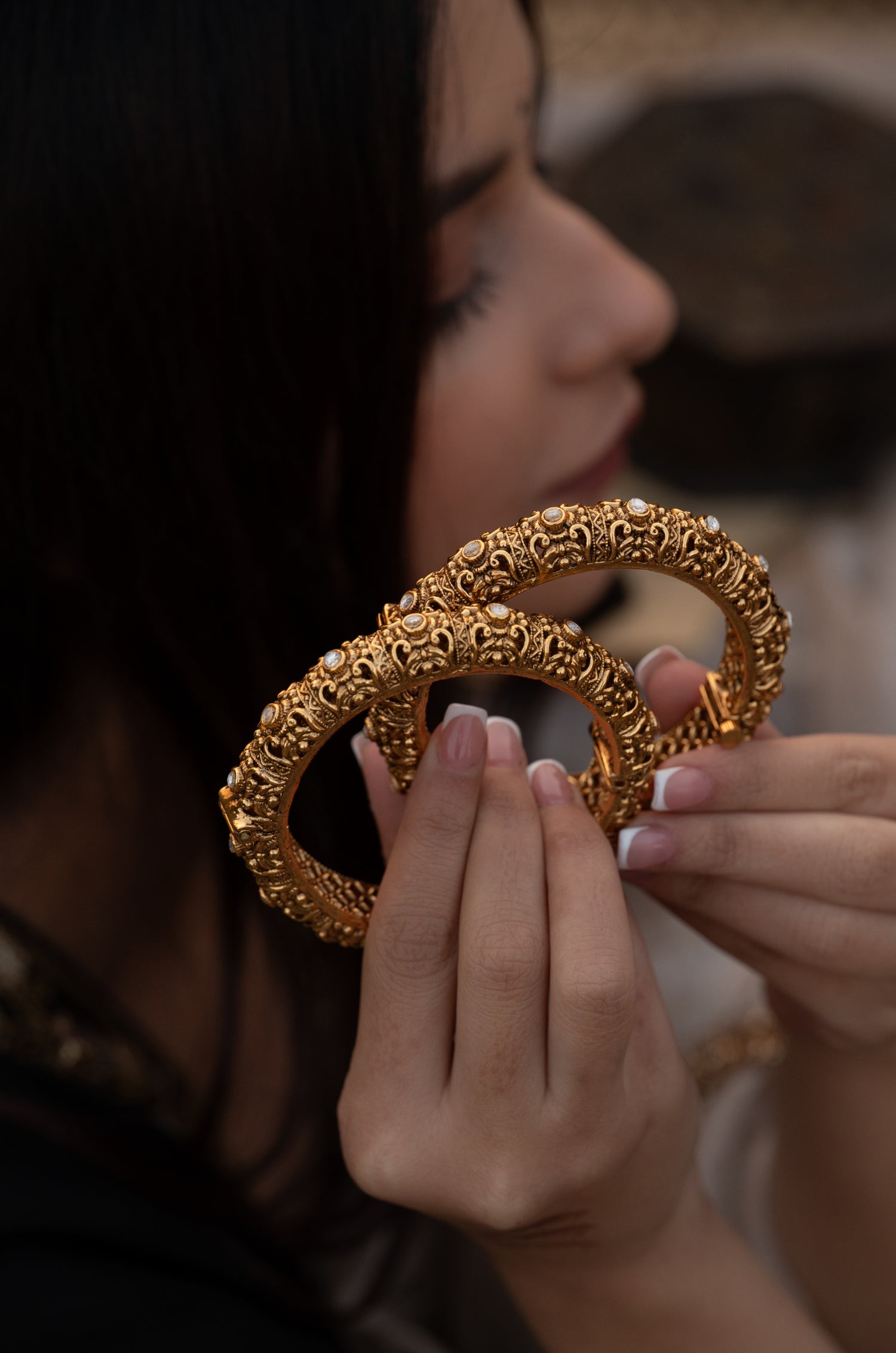 Sree Temple Work Bangles - Set Of 2