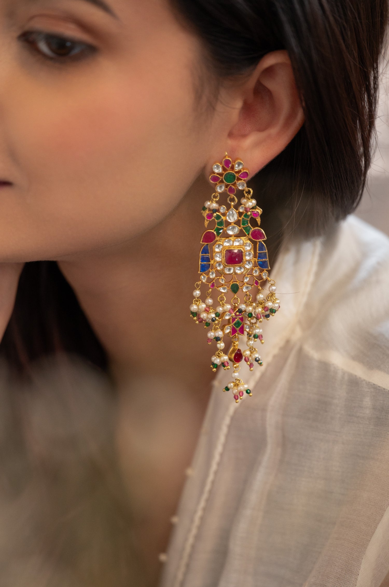 Sahanita Multicolored Kundan Earrings