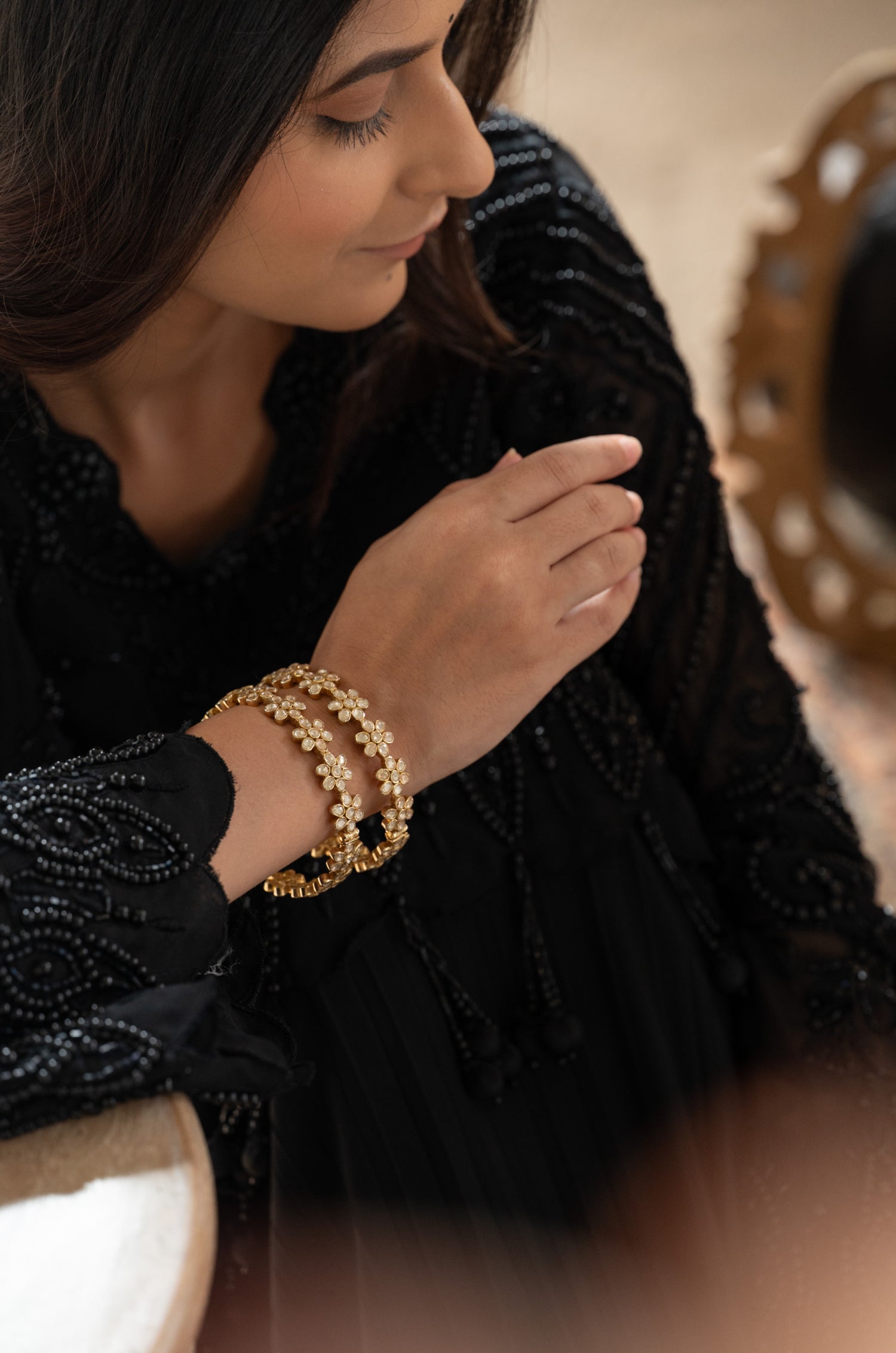 Arya Polki Silver Bangles - Set of 2