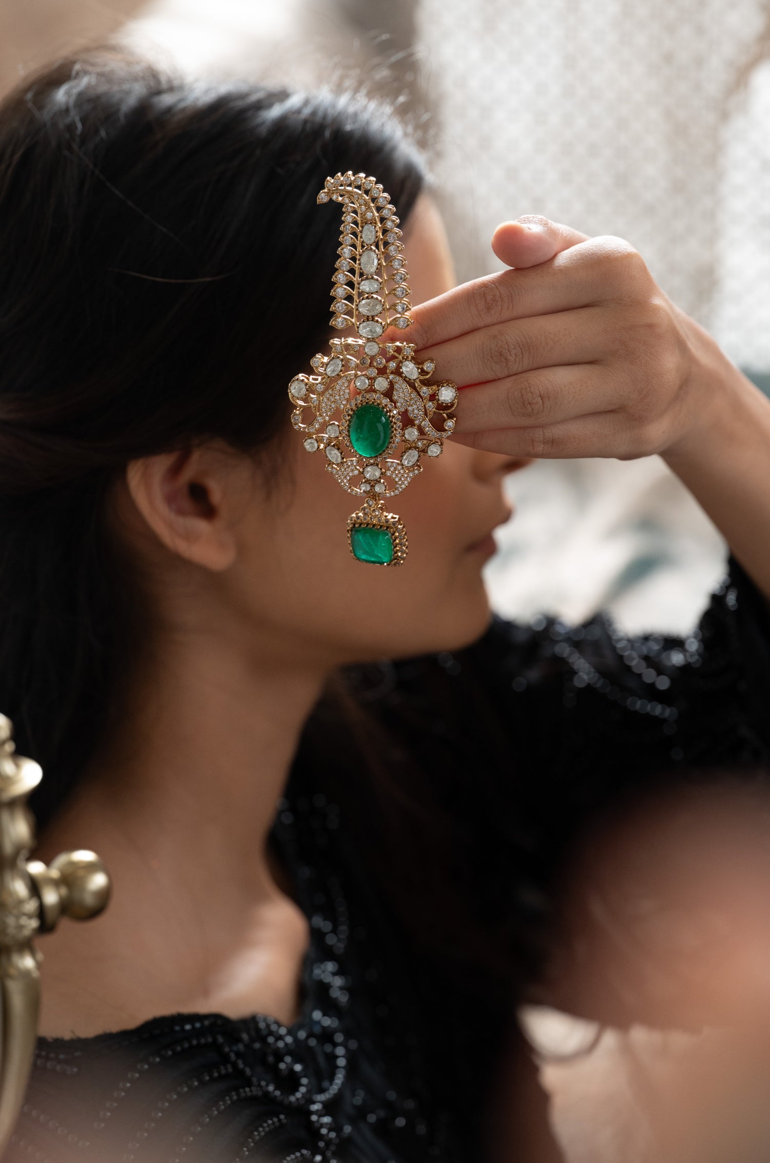 Prisha Green Polki Kalgi