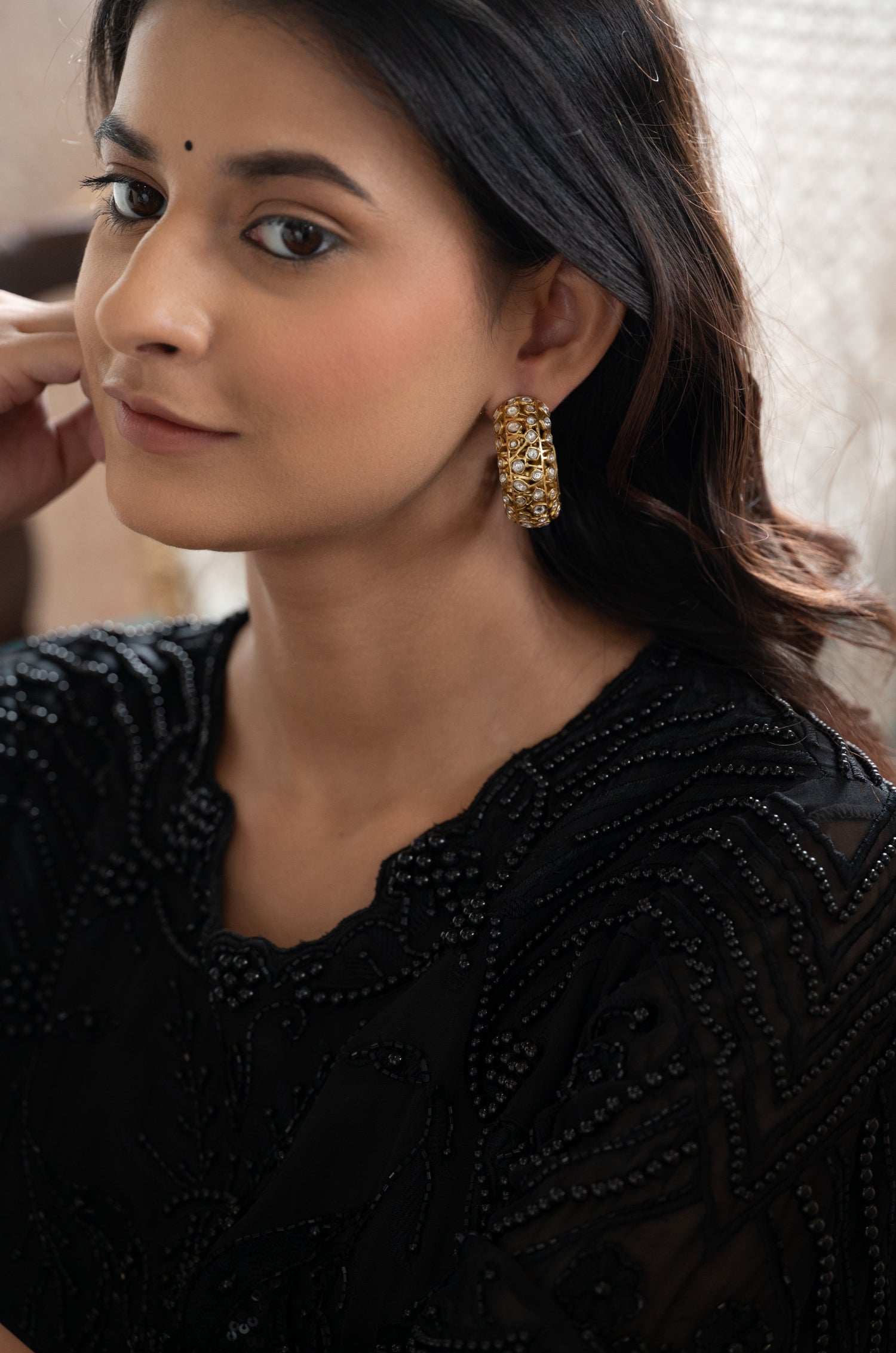 Hema Polki Hoops