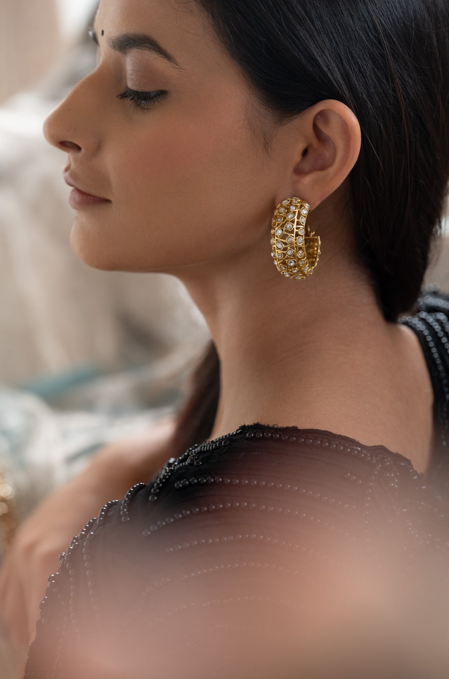 Hema Polki Hoops