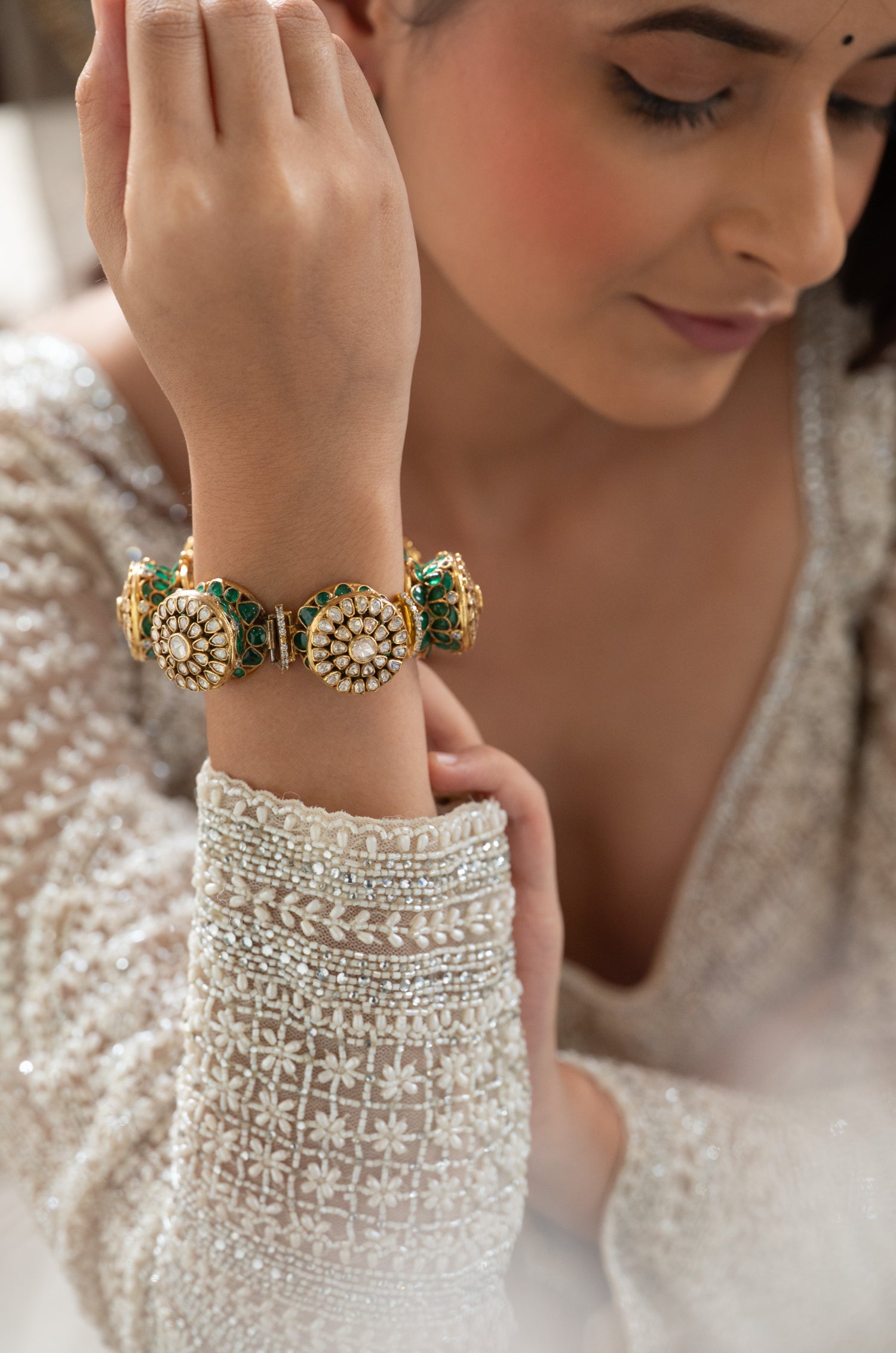 Sara Polki Silver Bracelet