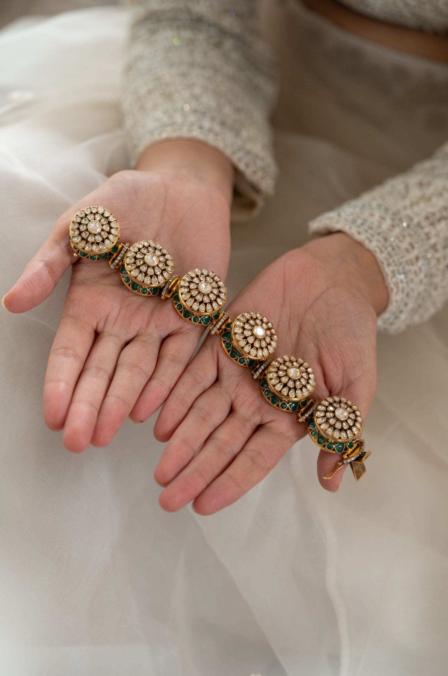 Sara Polki Silver Bracelet