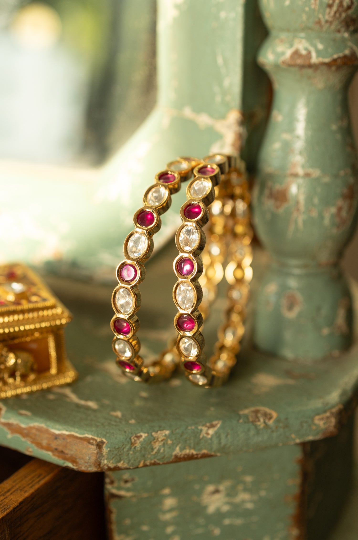 Neha Red Polki Bangles - Set of 2