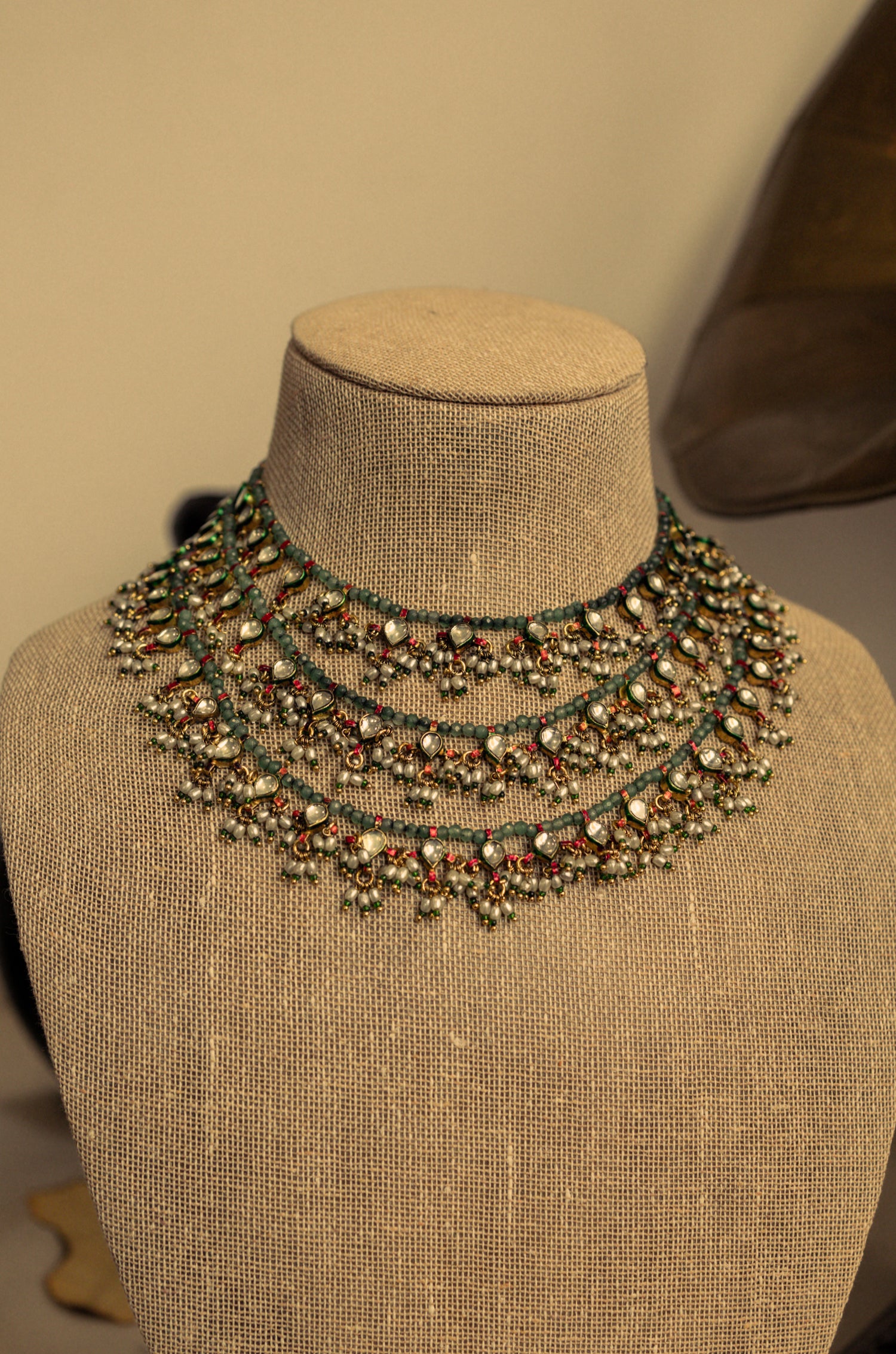 Bhakti Layered Green Kundan Necklace