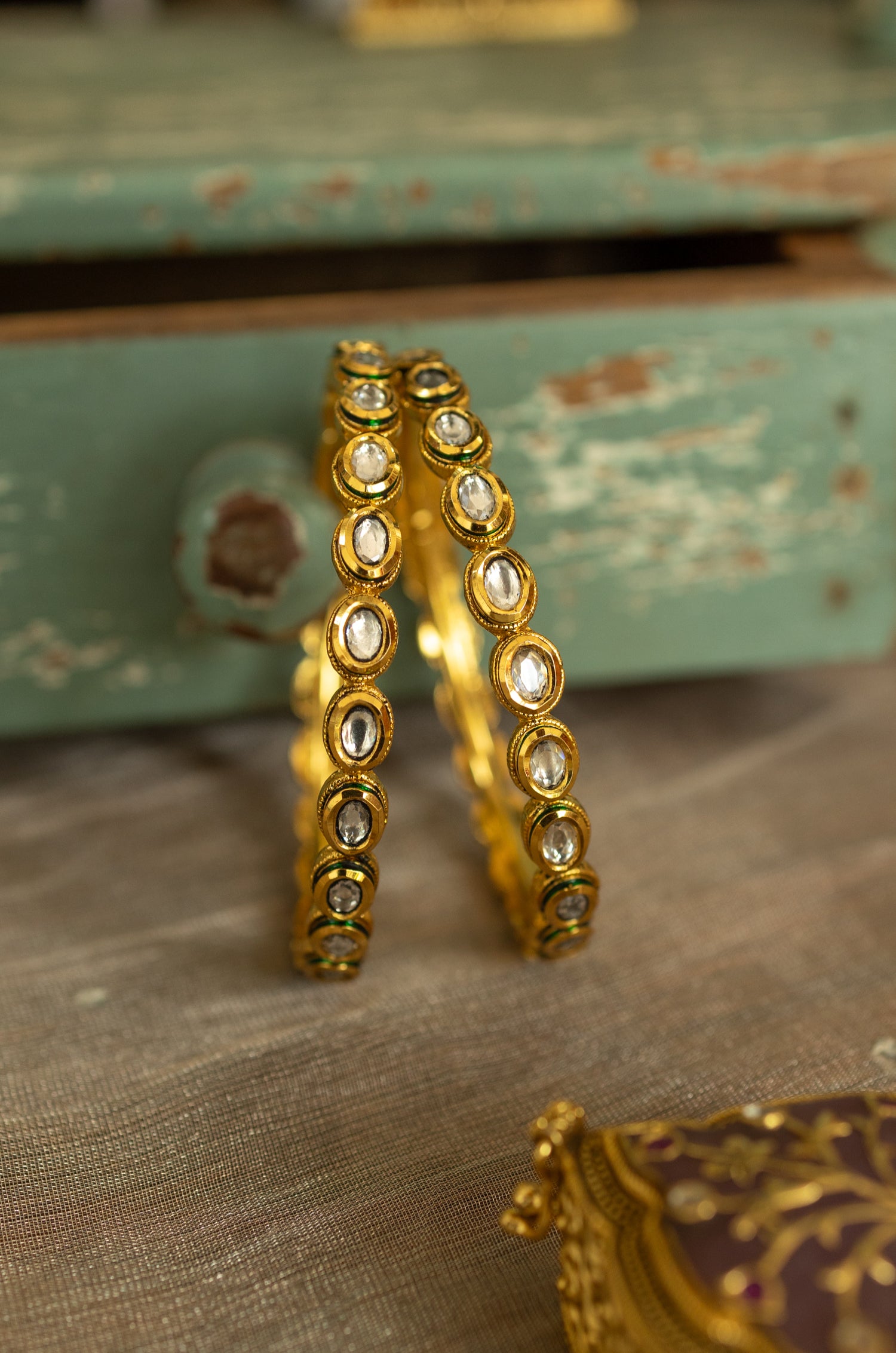 Utham Kundan Bangles - Set of 2