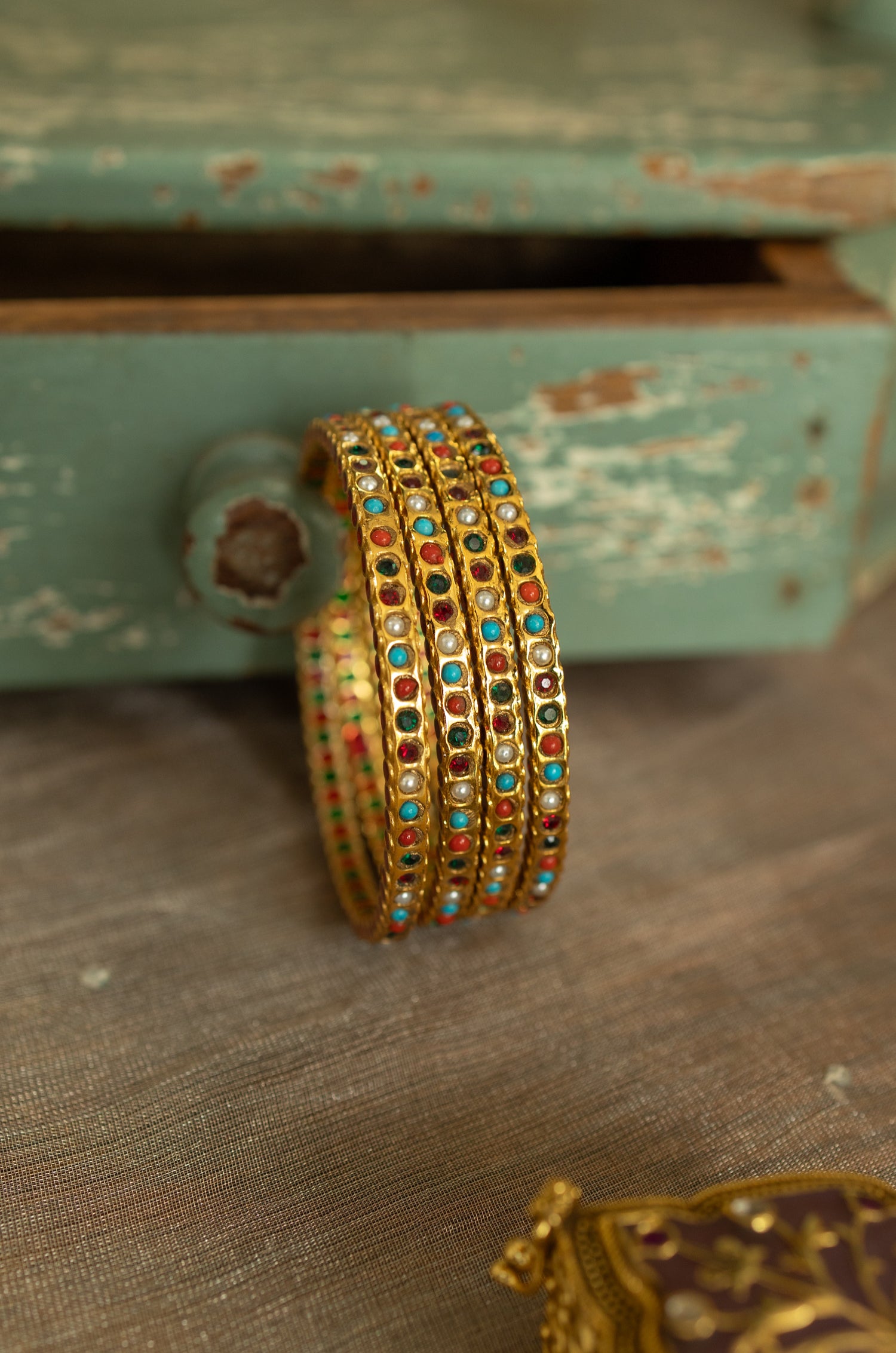 Siya Multicolored Jadau Bangles - Set of 4