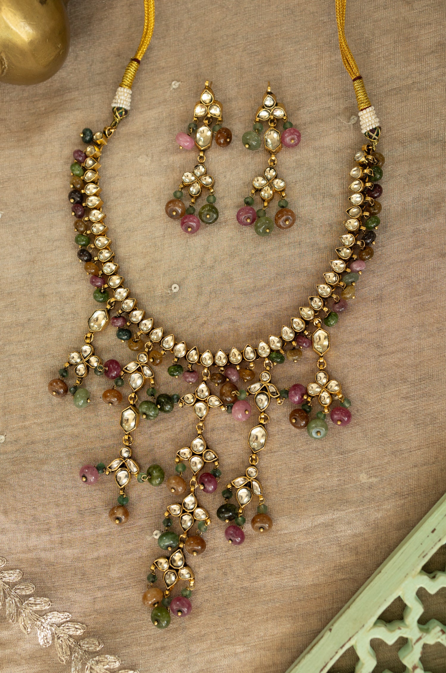 Kinjal Multicolored Kundan Necklace Set