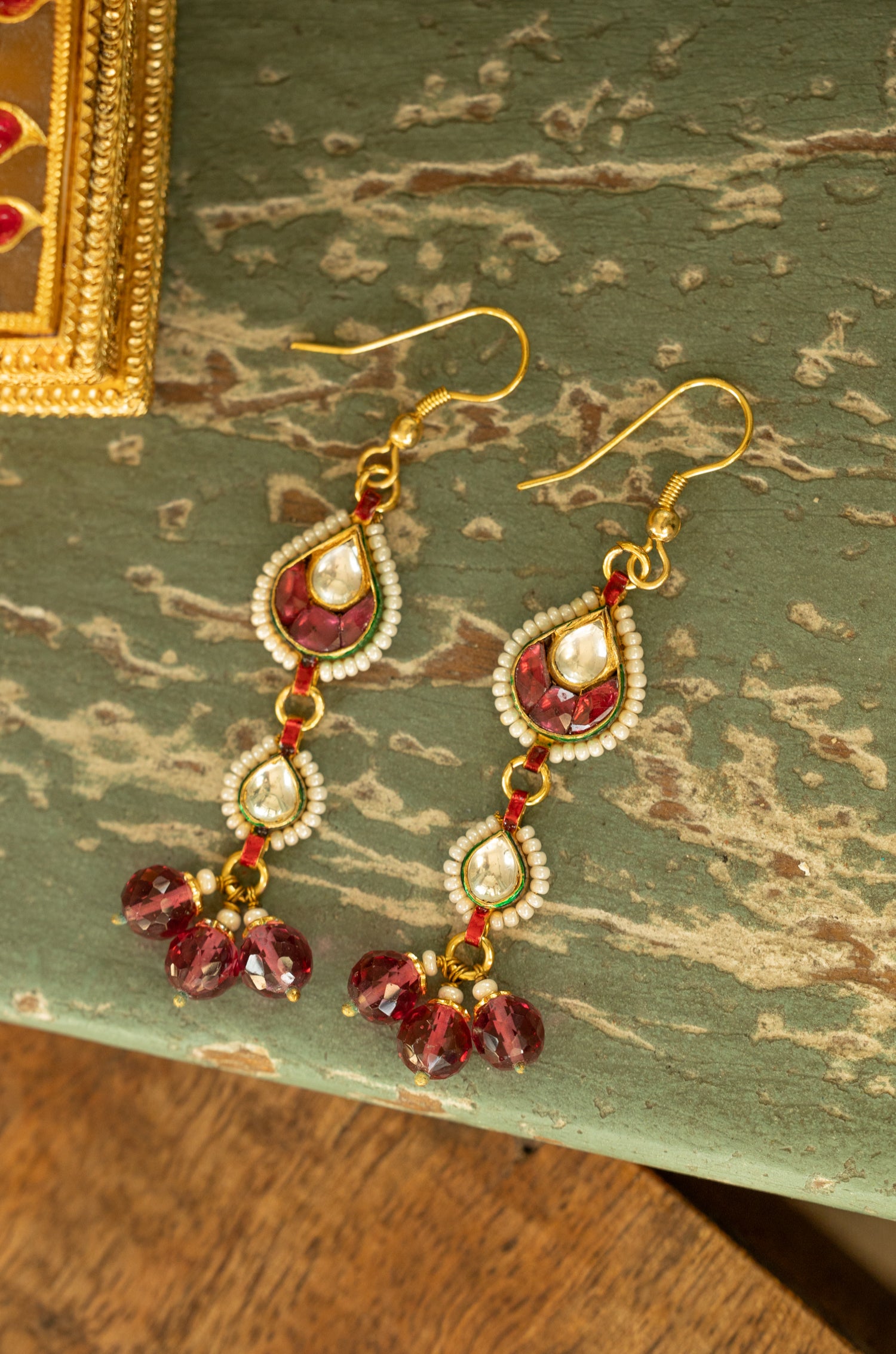 Upasana Pink Kundan Hook Earrings
