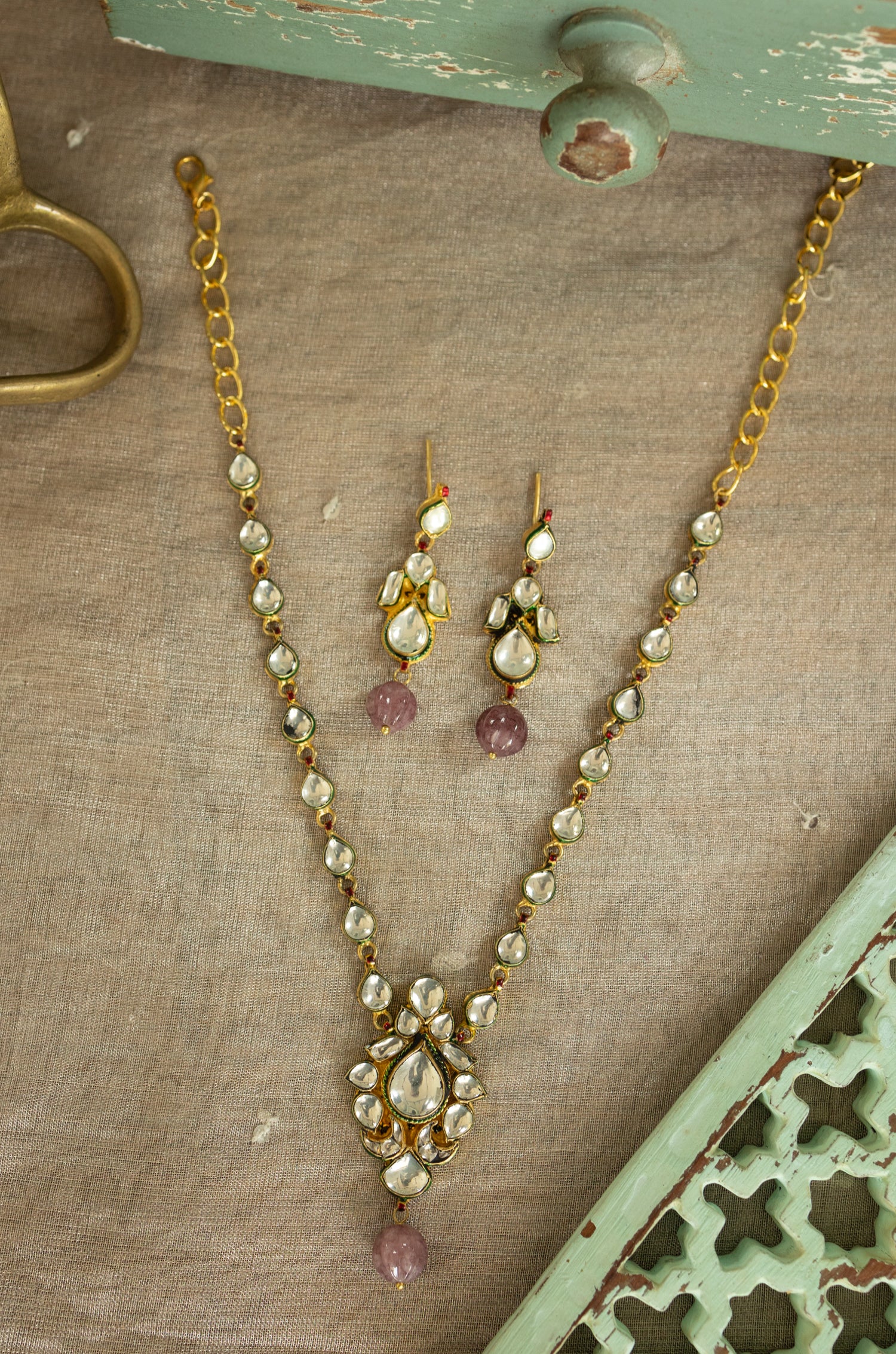 Sureen Purple Kundan Necklace Set