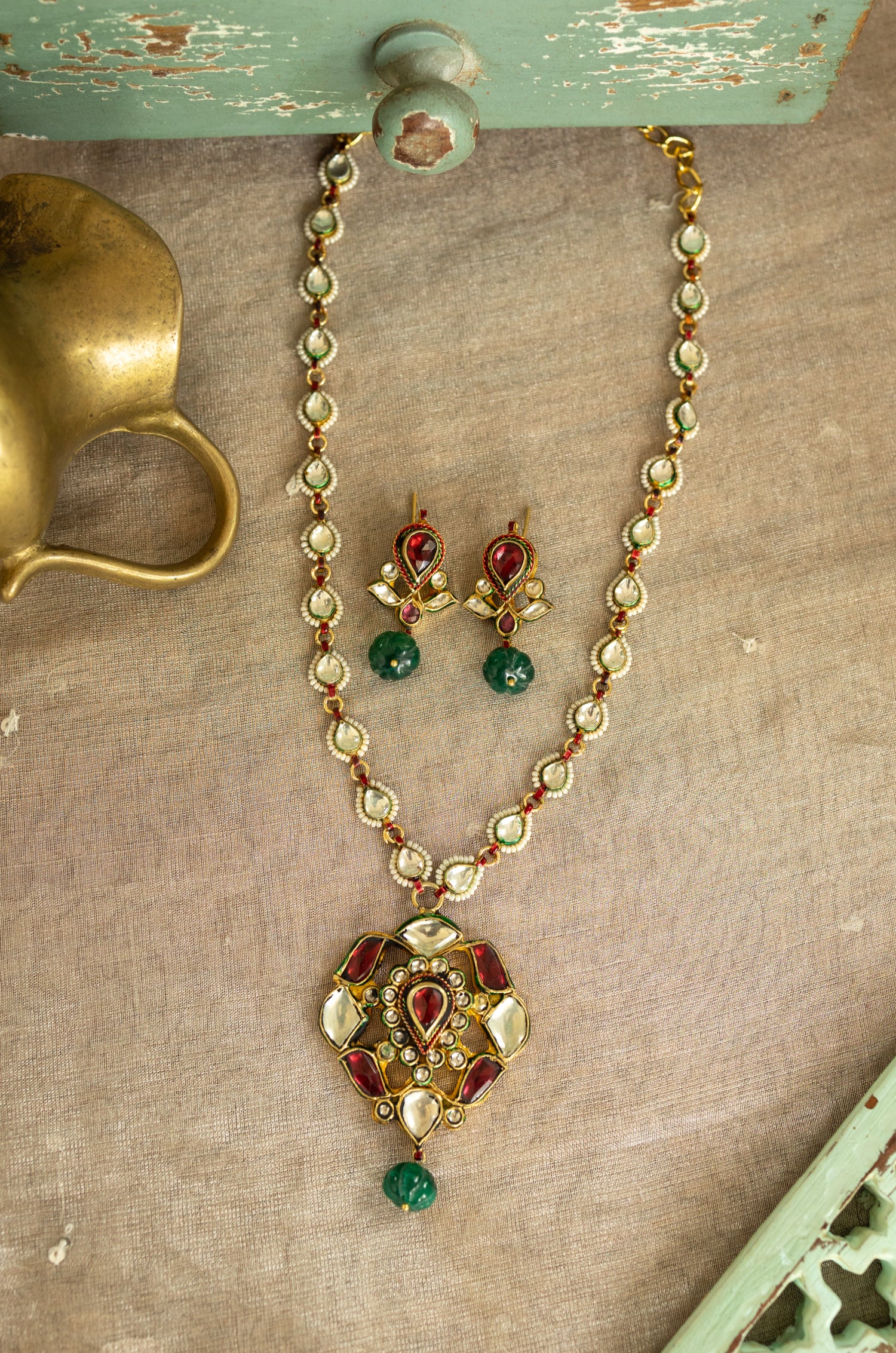Ritika Red Kundan Necklace Set