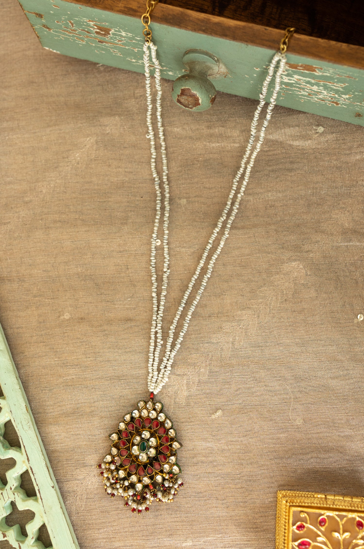 Adira Red Kundan Necklace