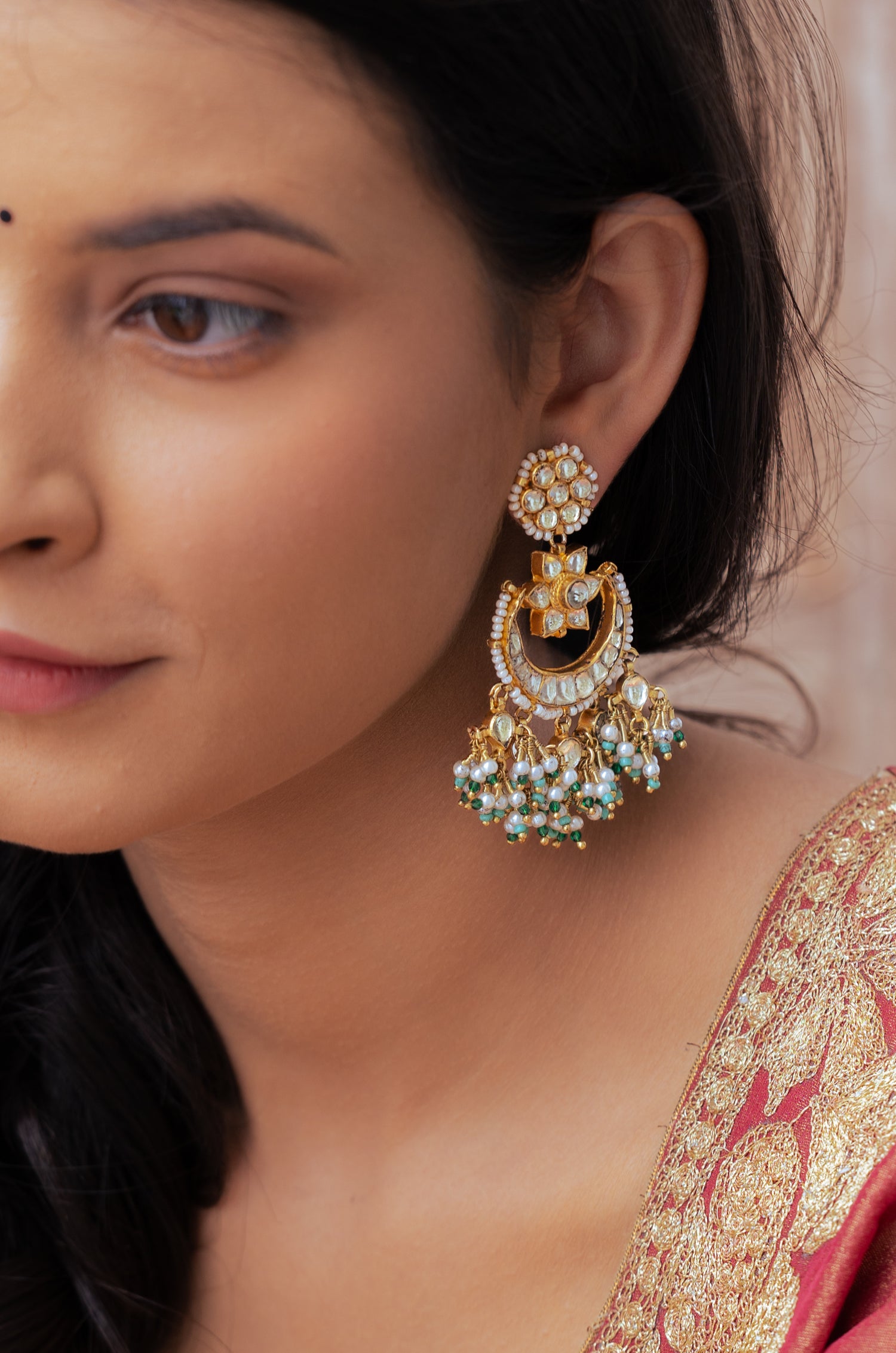 Hansika Kundan Chandbali Earrings