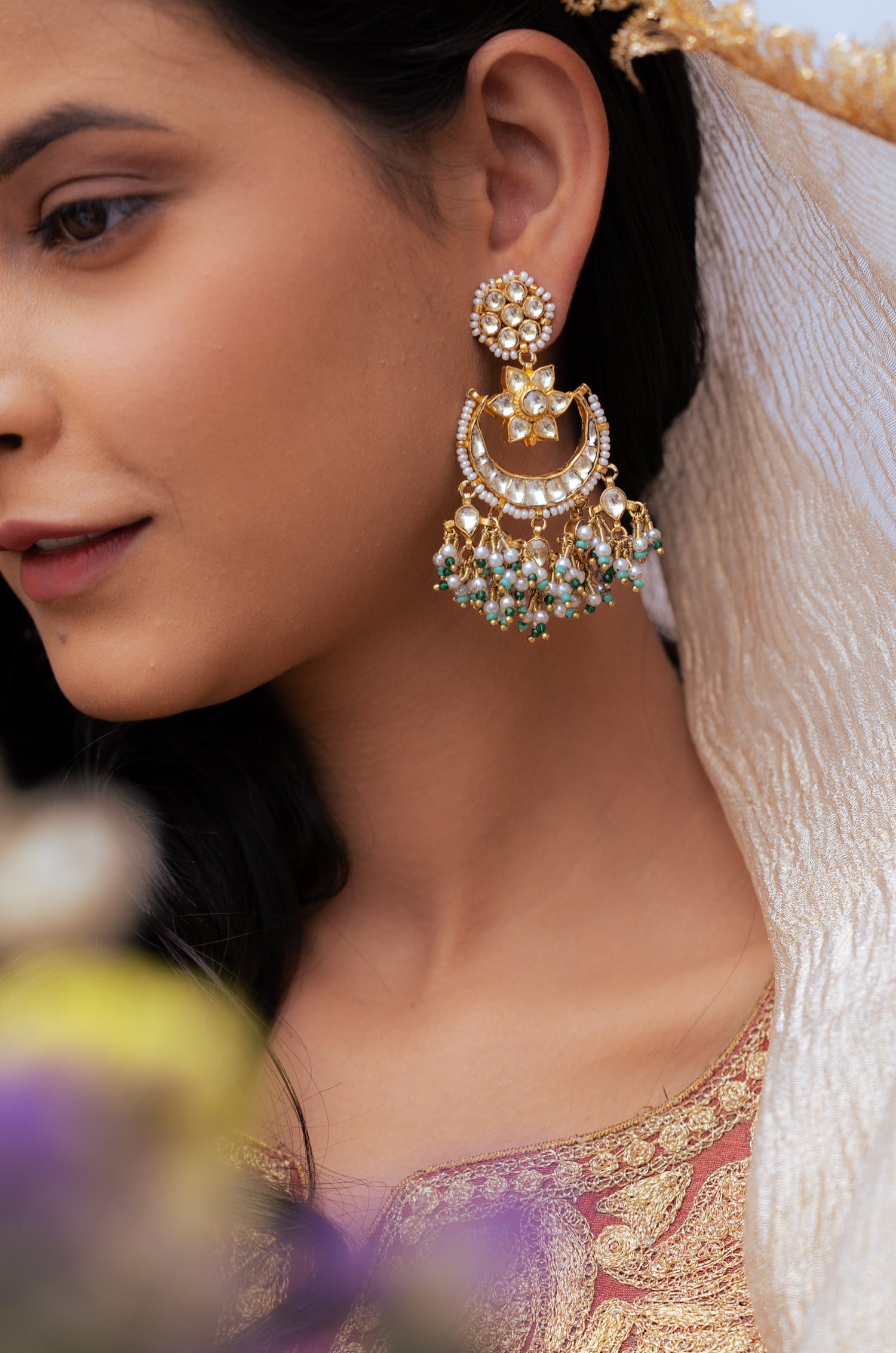 Hansika Kundan Chandbali Earrings