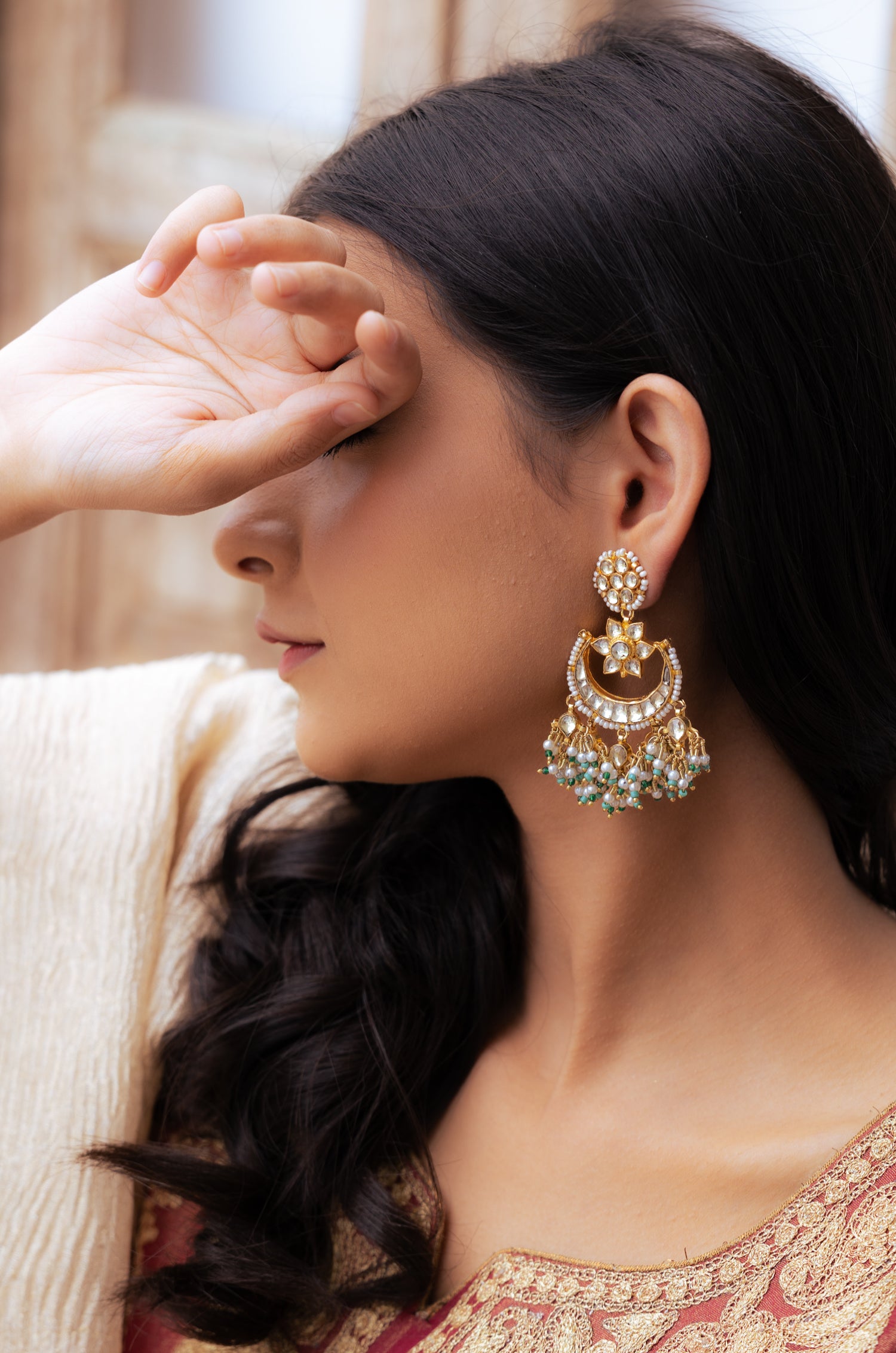 Hansika Kundan Chandbali Earrings