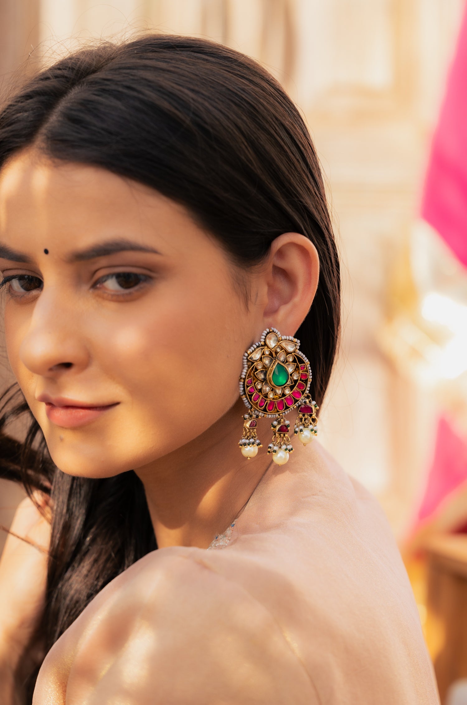 Writu Red Kundan Earrings