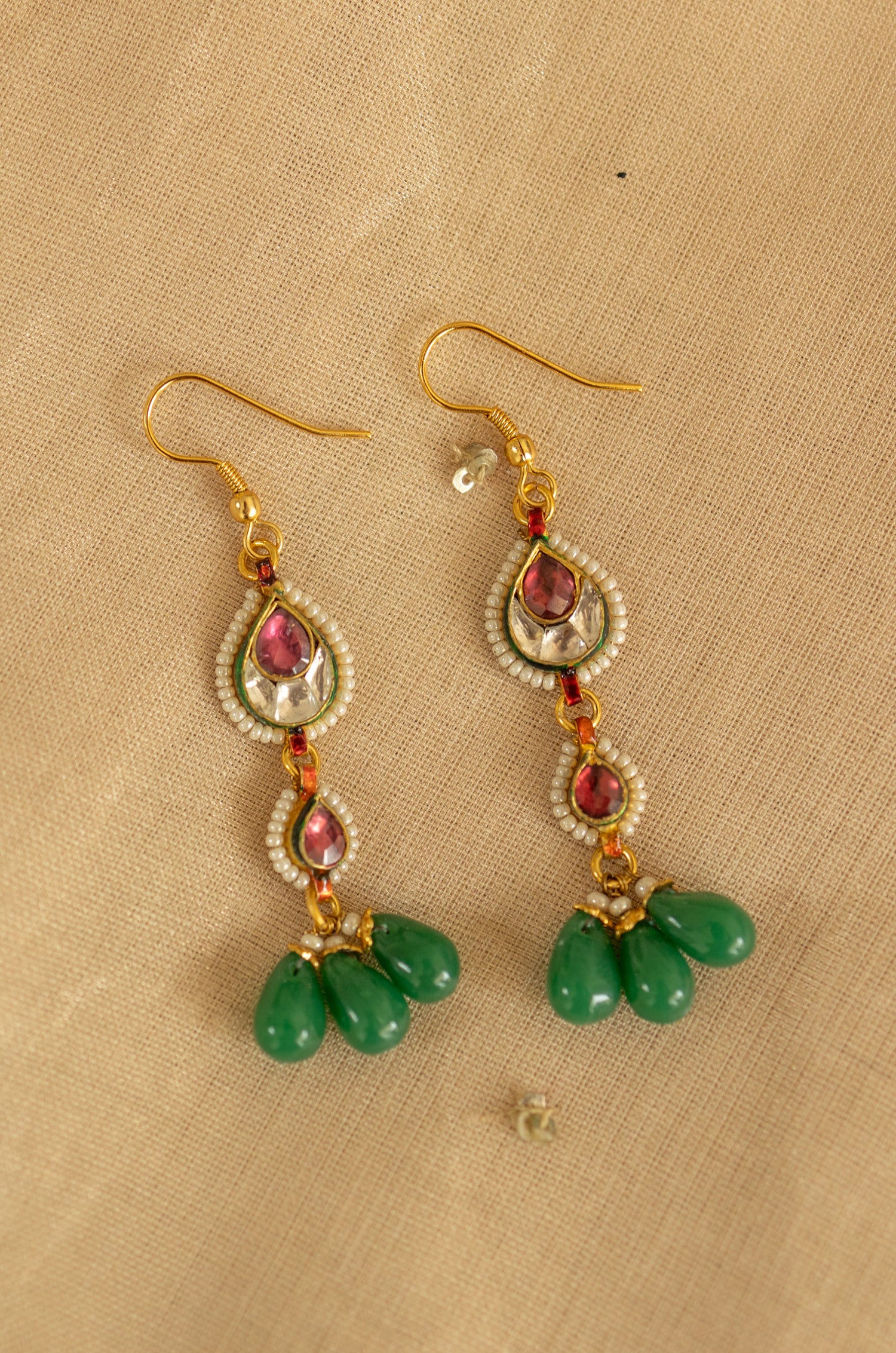 Upasana Green Kundan Earrings