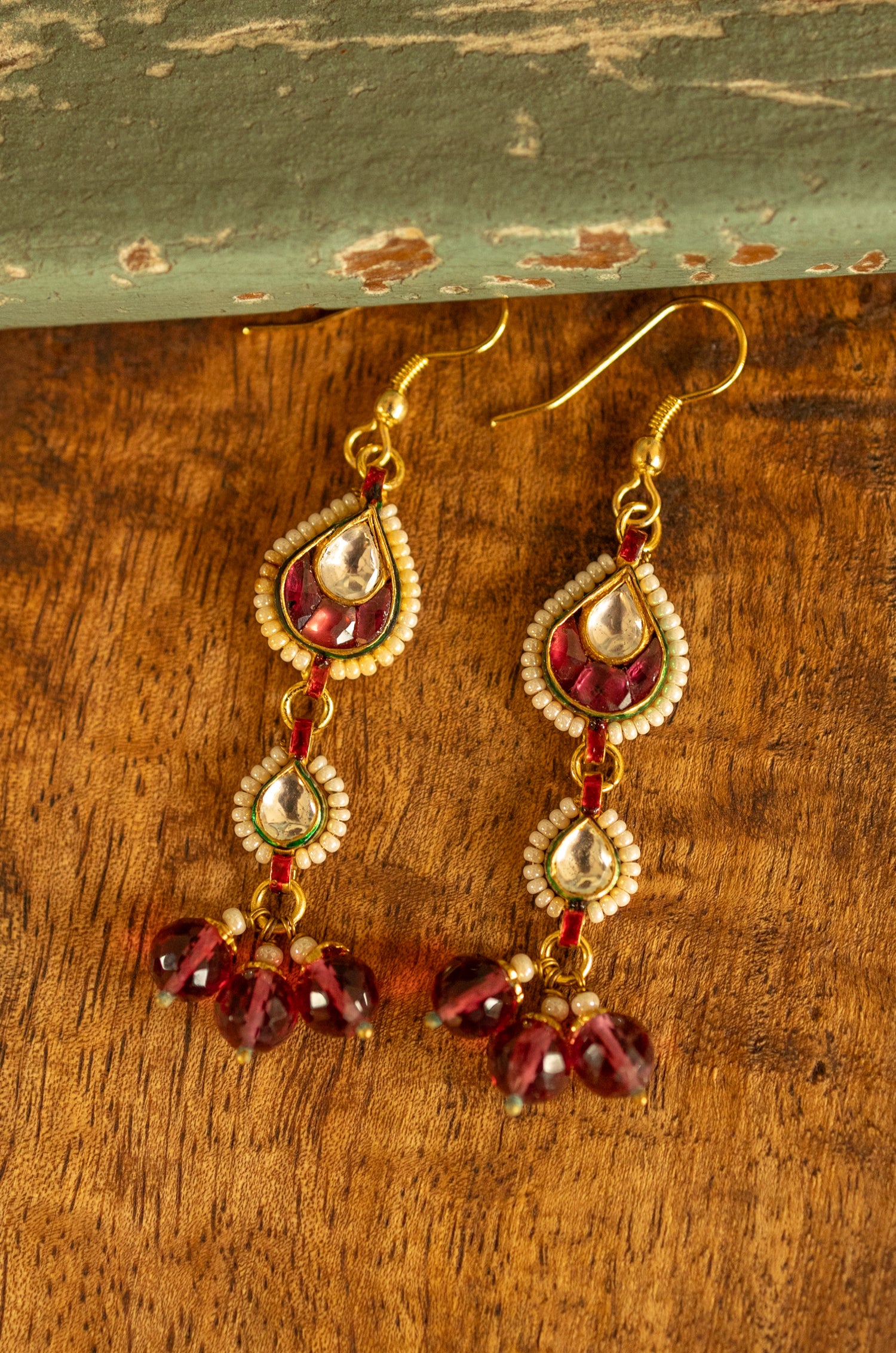 Upasana Pink Kundan Hook Earrings