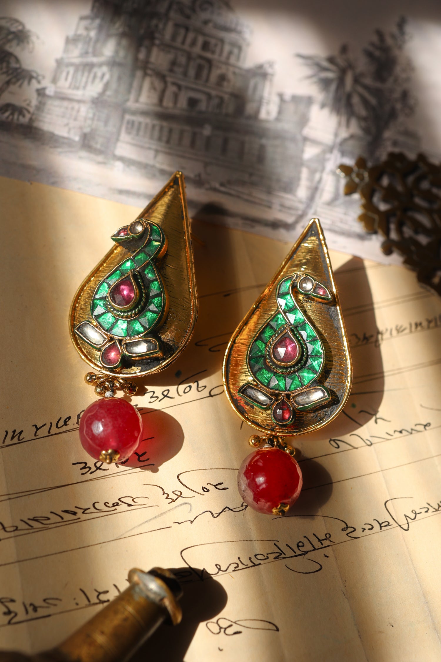 Ayaa Green Kundan Earrings