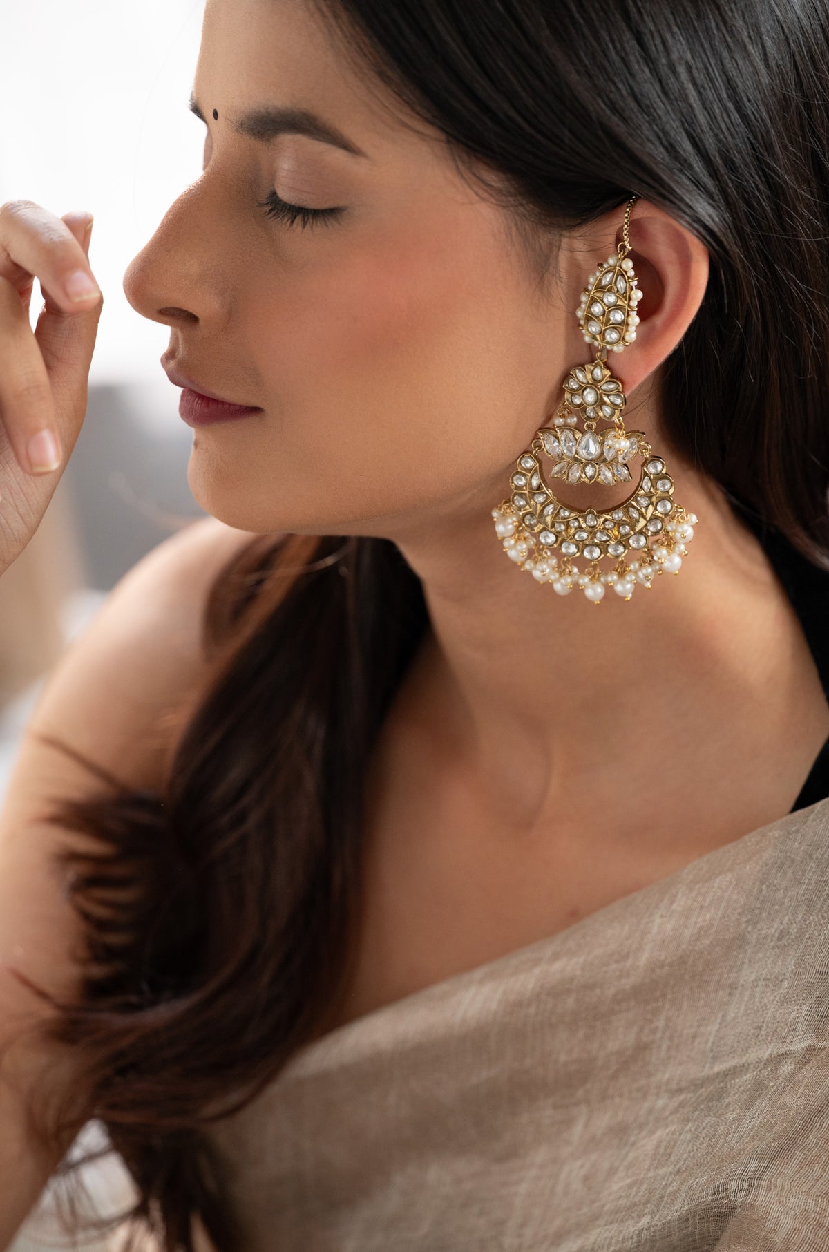 Aaria Polki Chandbali Earrings