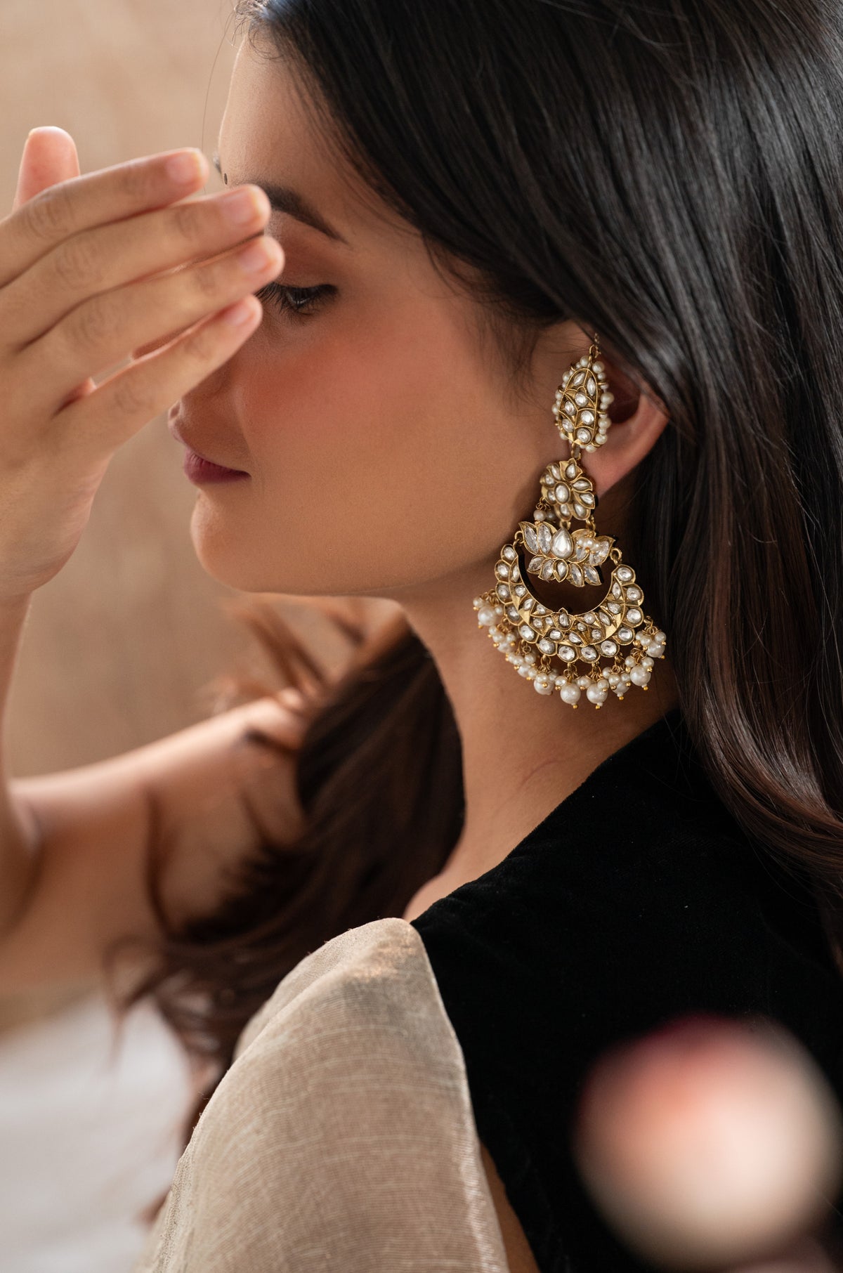 Aaria Polki Chandbali Earrings