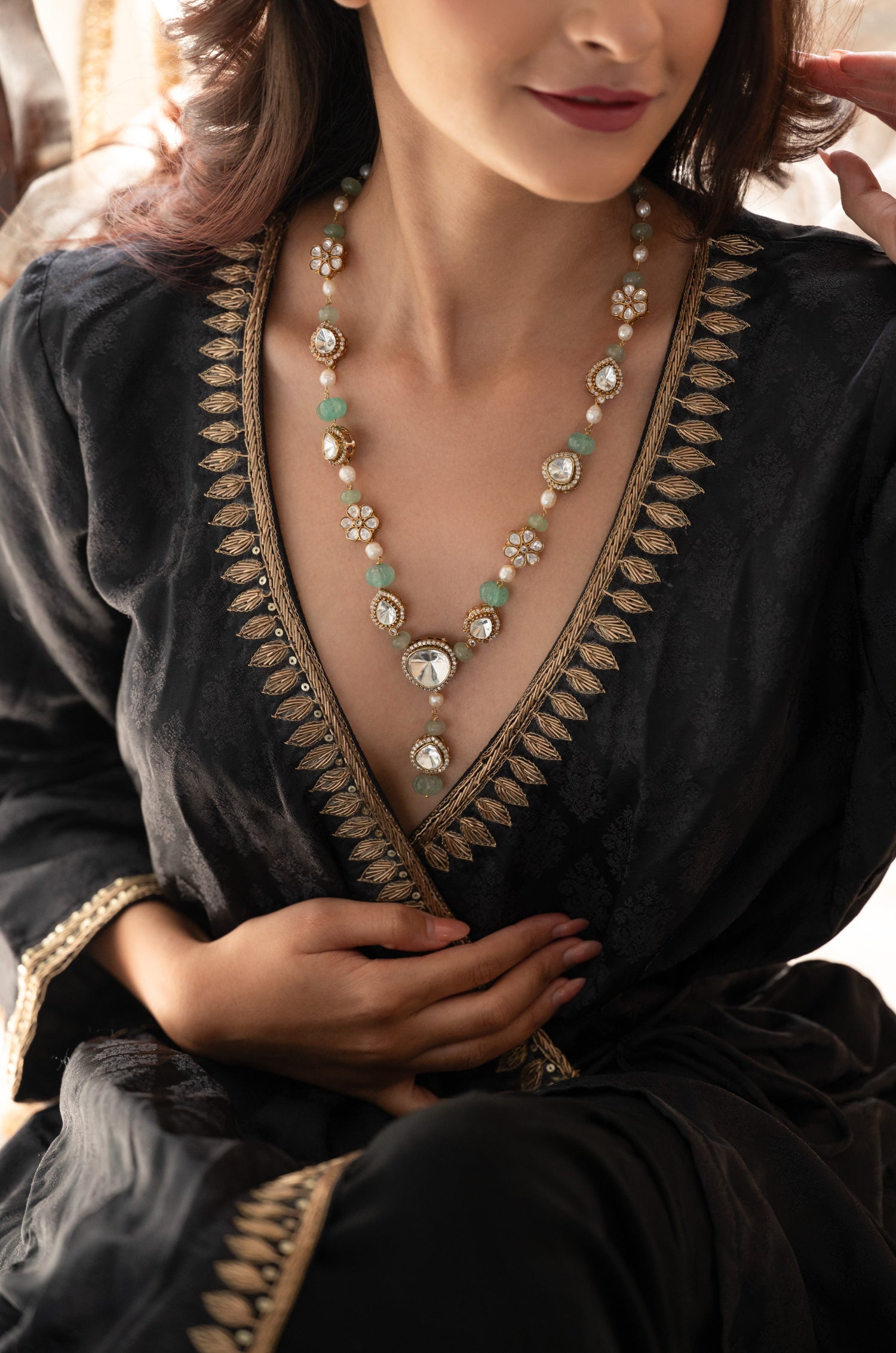 Marvi Mint Polki Necklace