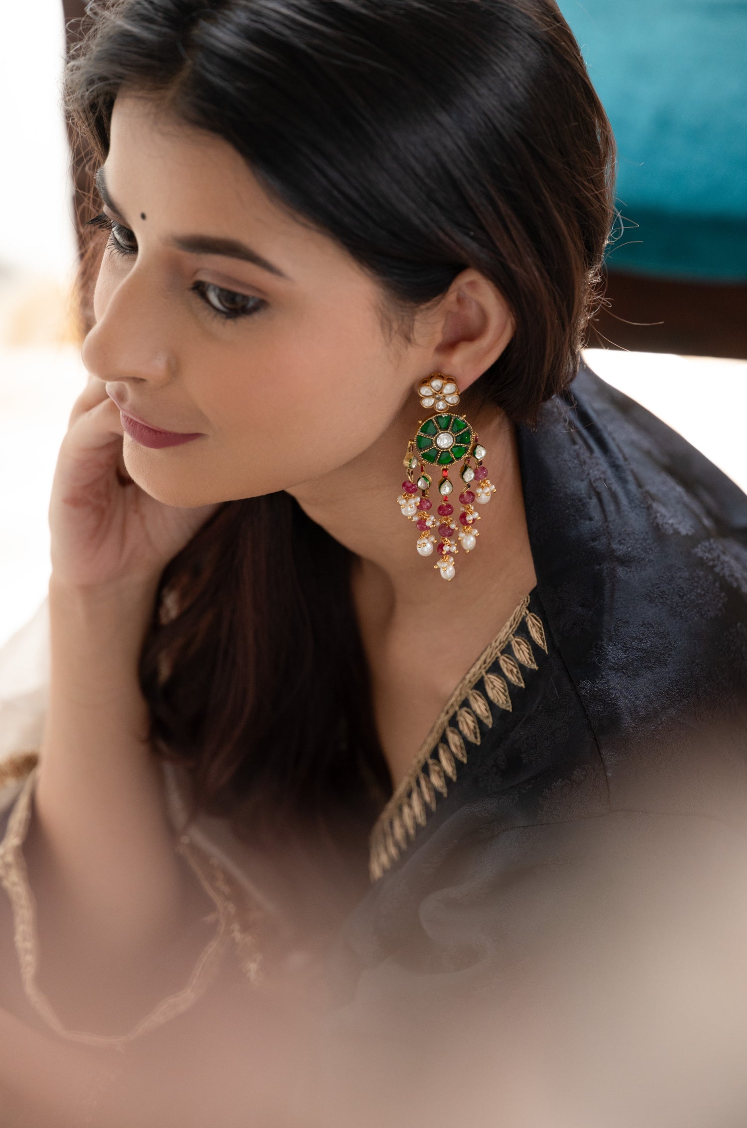 Tisha Polki & Kundan Earrings