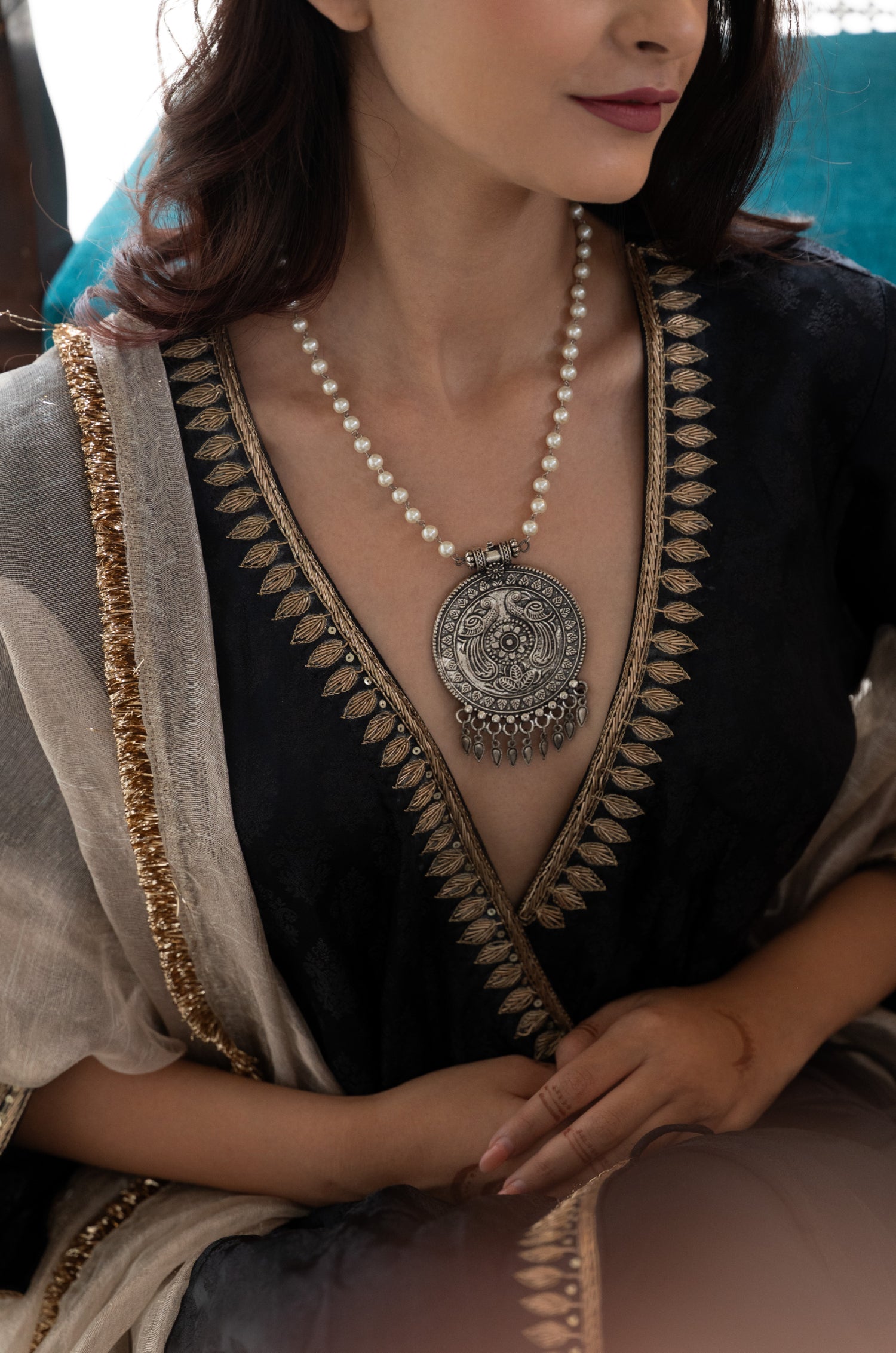 Twisha Silver Pendant Necklace