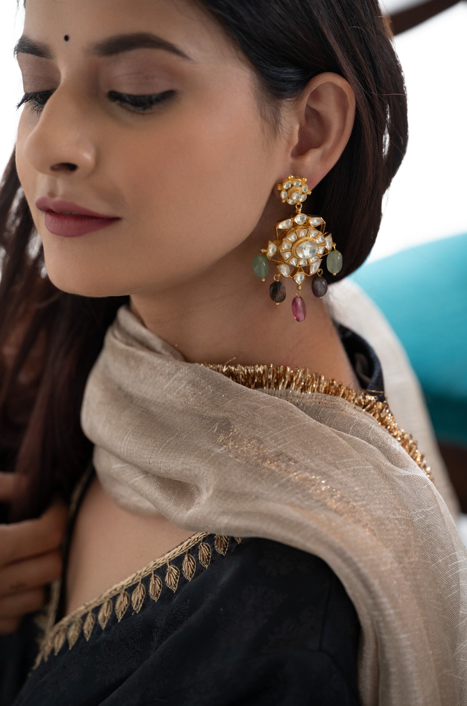 Nairobi Multicolored Kundan Earrings