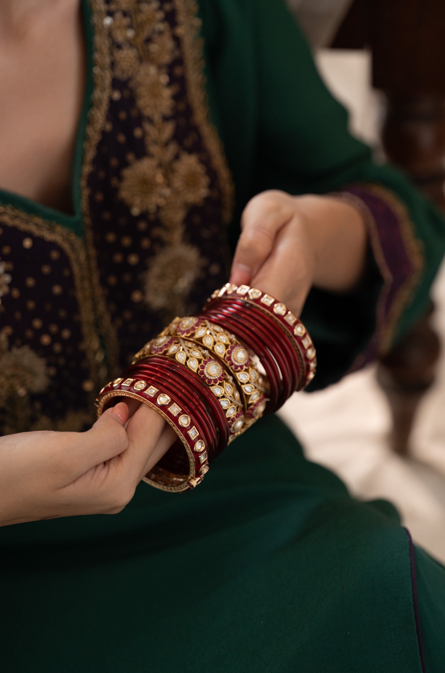 Uvika Red Polki Bangles