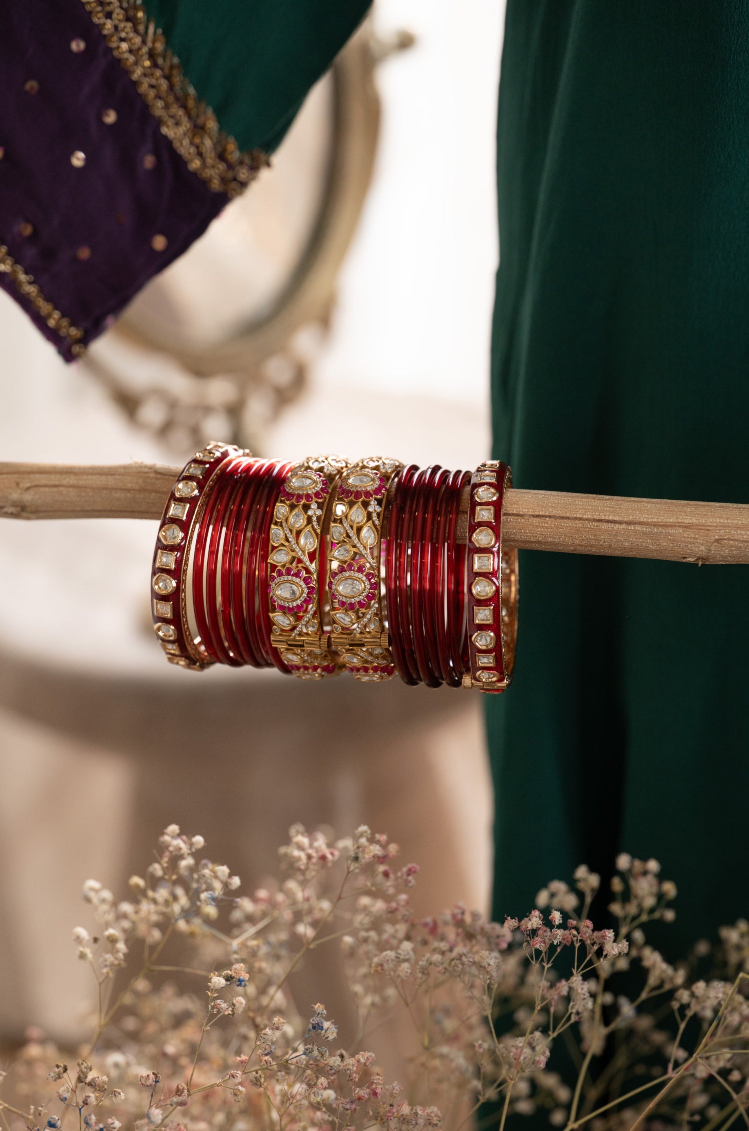 Uvika Red Polki Bangles