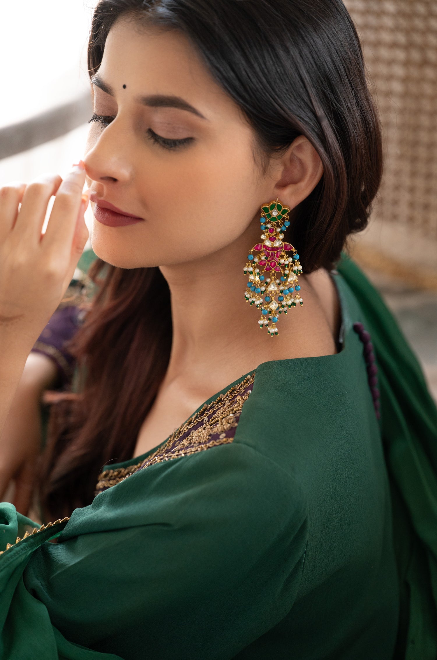 Fareen Multicolored Kundan Earrings