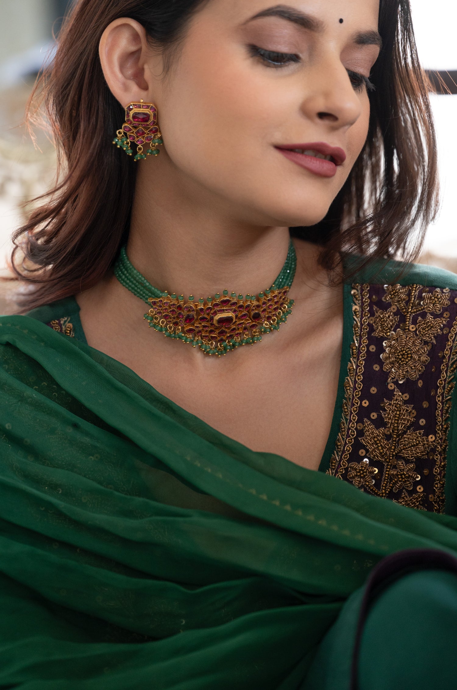 Kashish Rhodolite Necklace Set