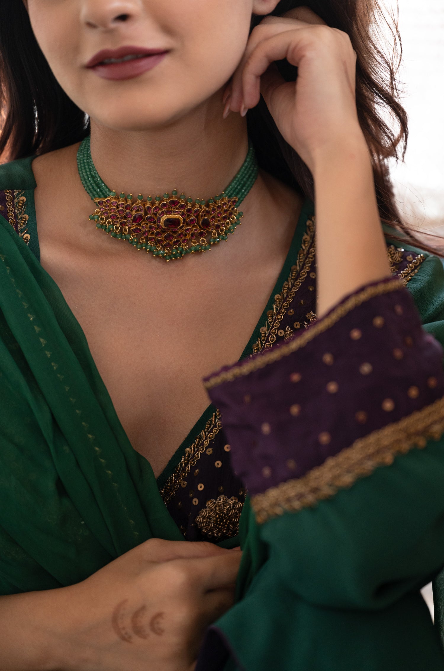 Kashish Rhodolite Necklace Set