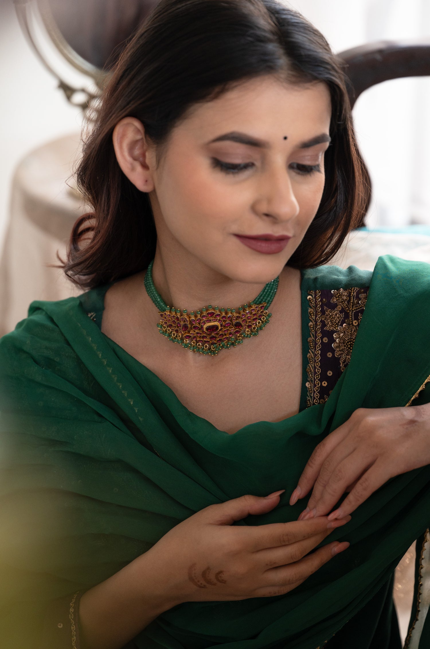 Kashish Rhodolite Necklace Set