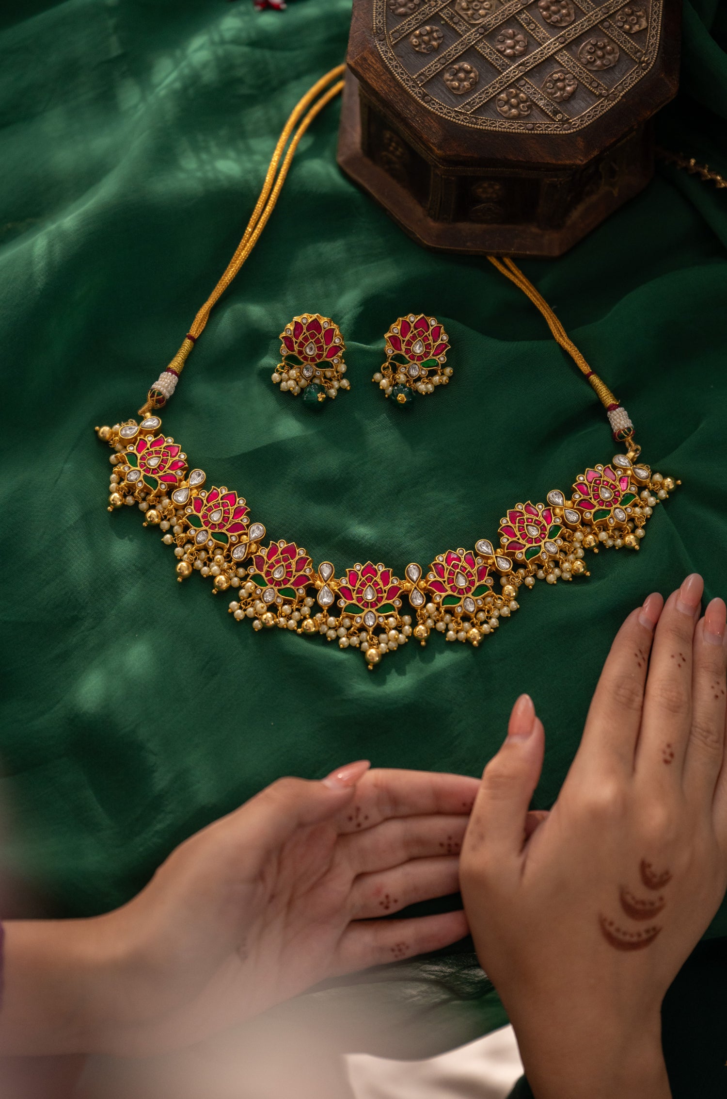Kamal Red Kundan Necklace Set