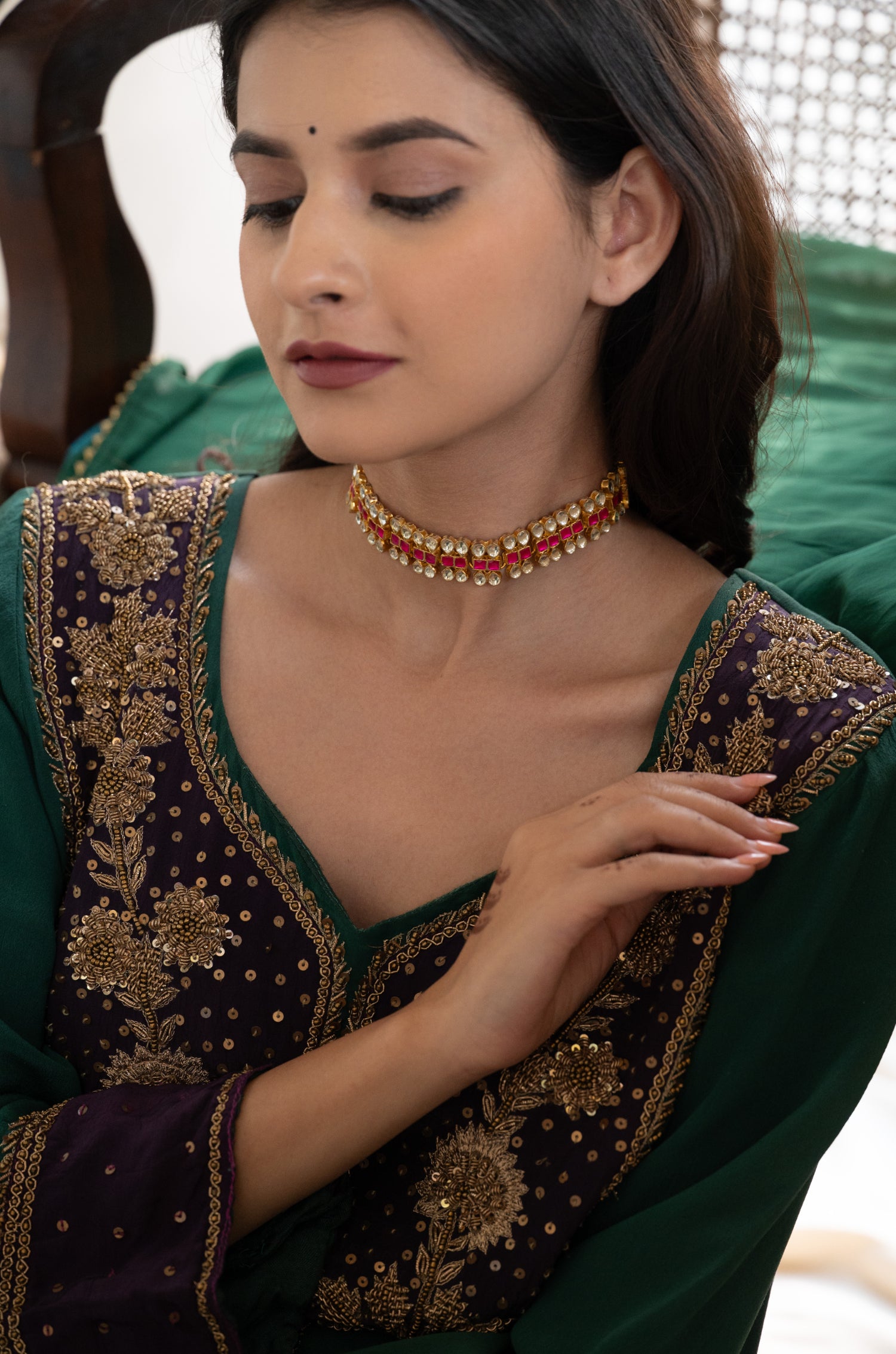 Eraina Pink Kundan Choker